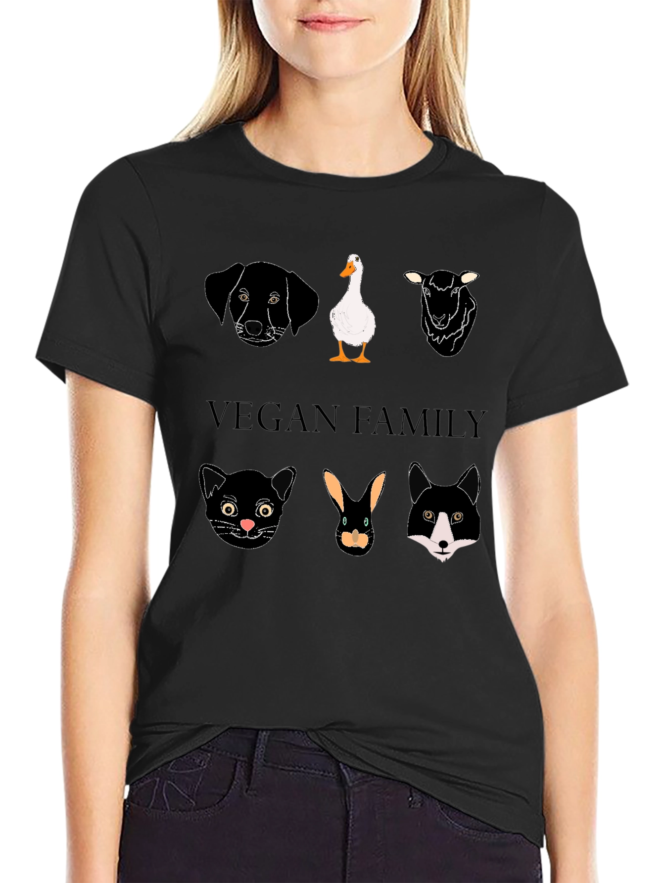 Vegan Family Graphic T-Shirt - Animal Lover Tee