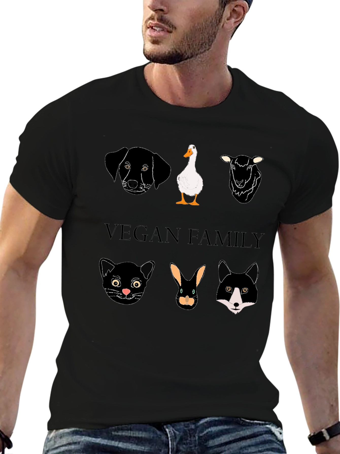 Vegan Family Graphic T-Shirt - Animal Lover Tee