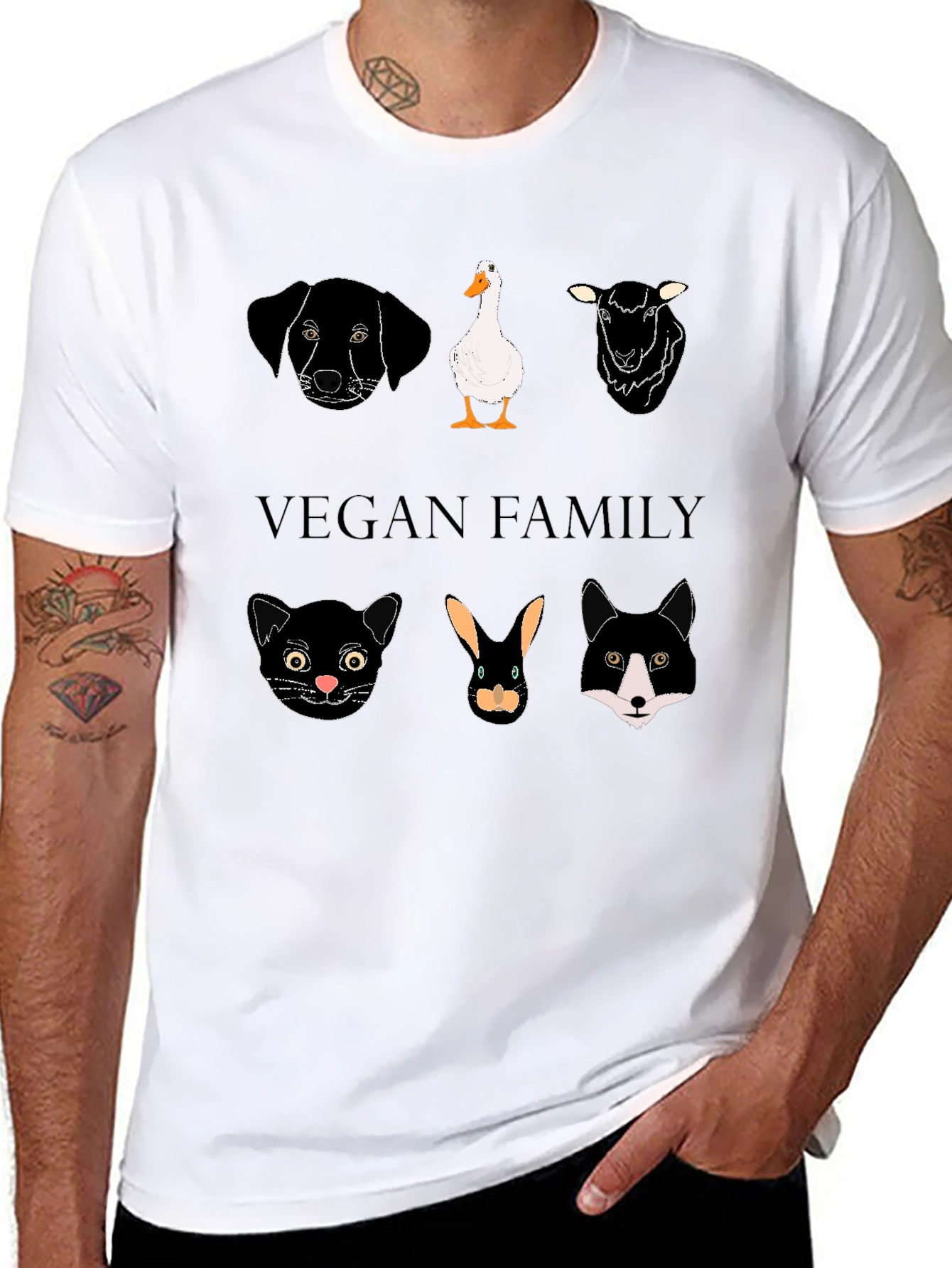 Vegan Family Graphic T-Shirt - Animal Lover Tee
