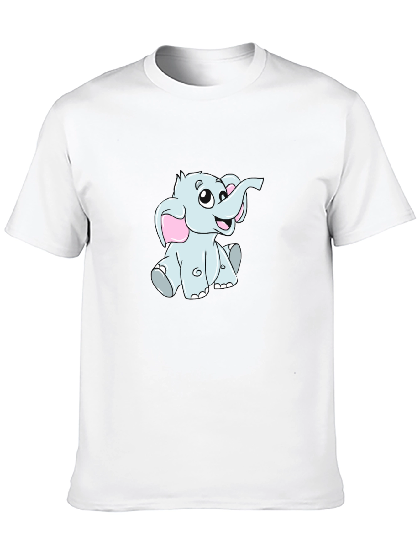 Cute Cartoon Elephant Black T-Shirt
