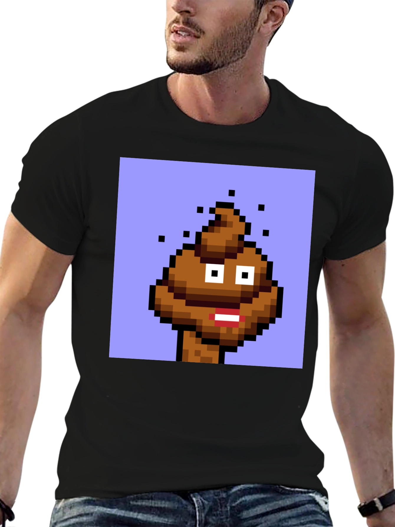 Pixel Poop Emoji Graphic Tee - Black Unisex T-Shirt