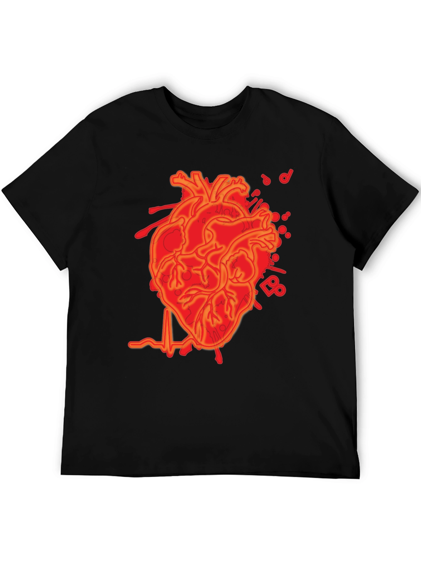 Anatomical Heartbeat Graphic Tee - Mens Black T-Shirt