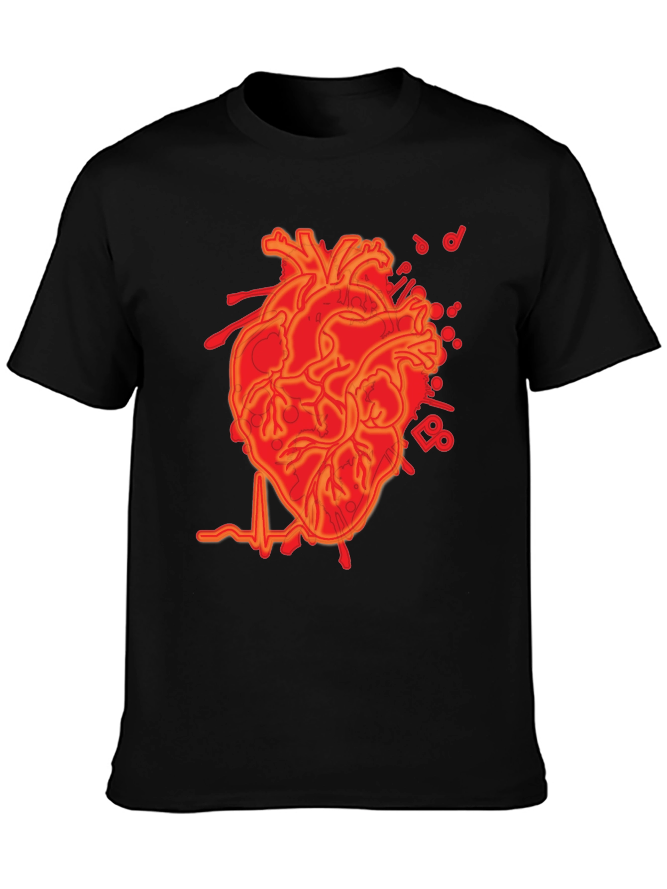 Anatomical Heartbeat Graphic Tee - Mens Black T-Shirt