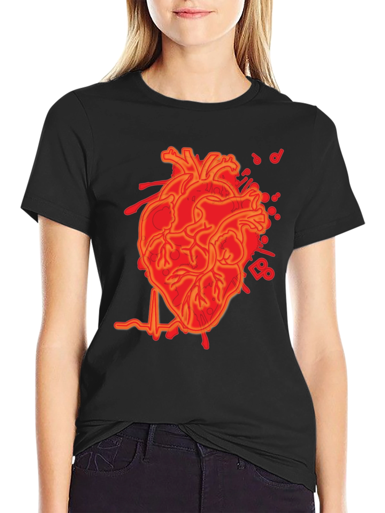 Anatomical Heartbeat Graphic Tee - Mens Black T-Shirt