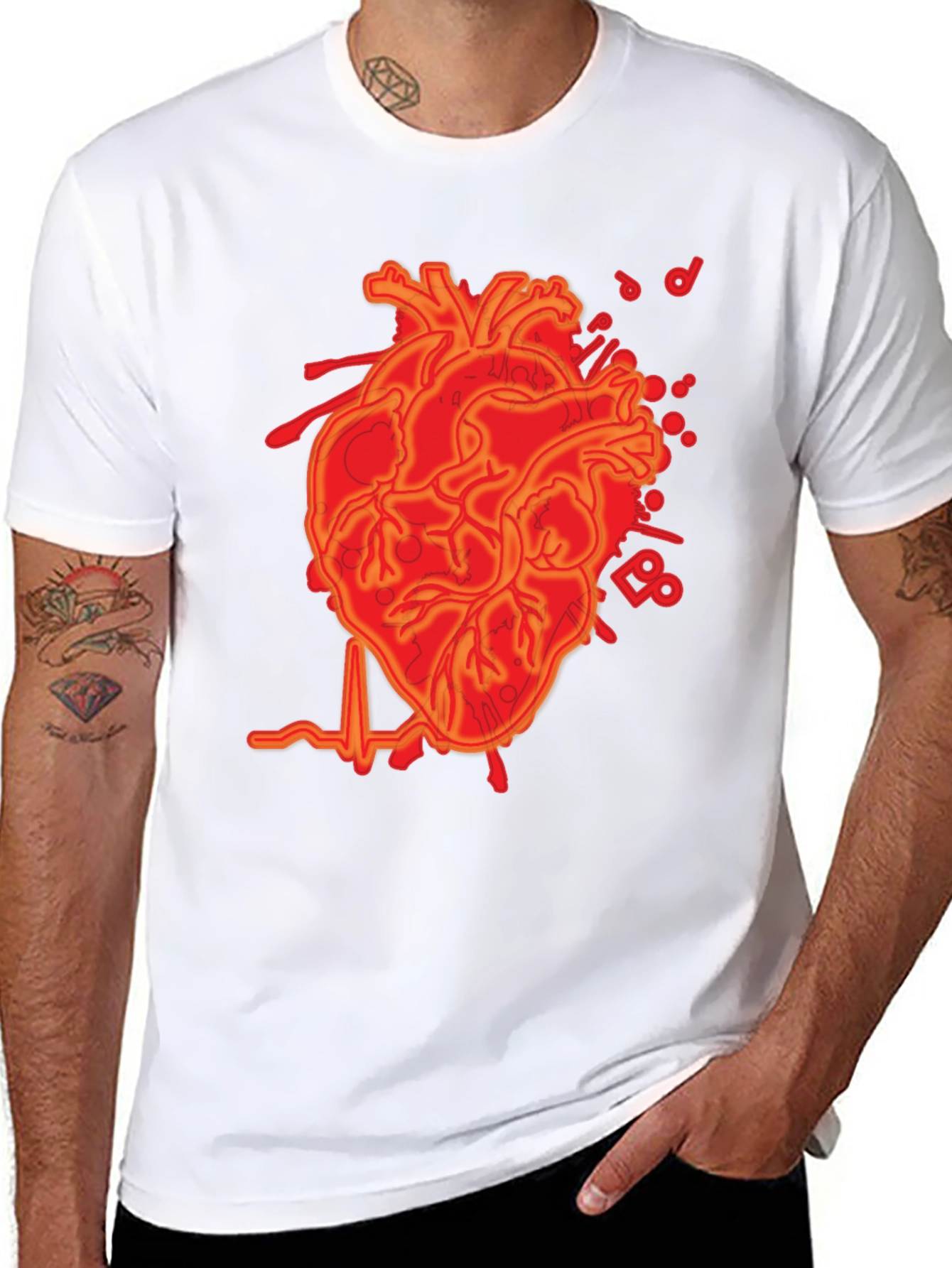 Anatomical Heartbeat Graphic Tee - Mens Black T-Shirt