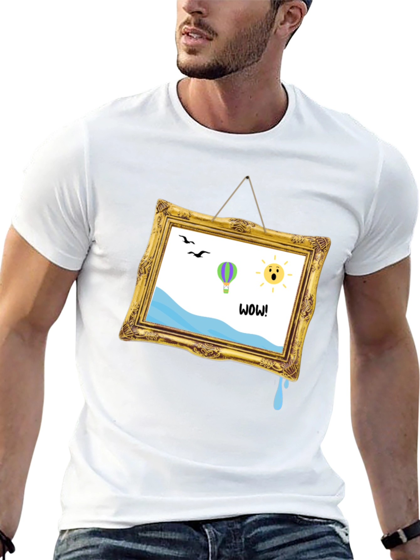 Whimsical Art Frame Graphic Tee - Quirky Unisex T-Shirt
