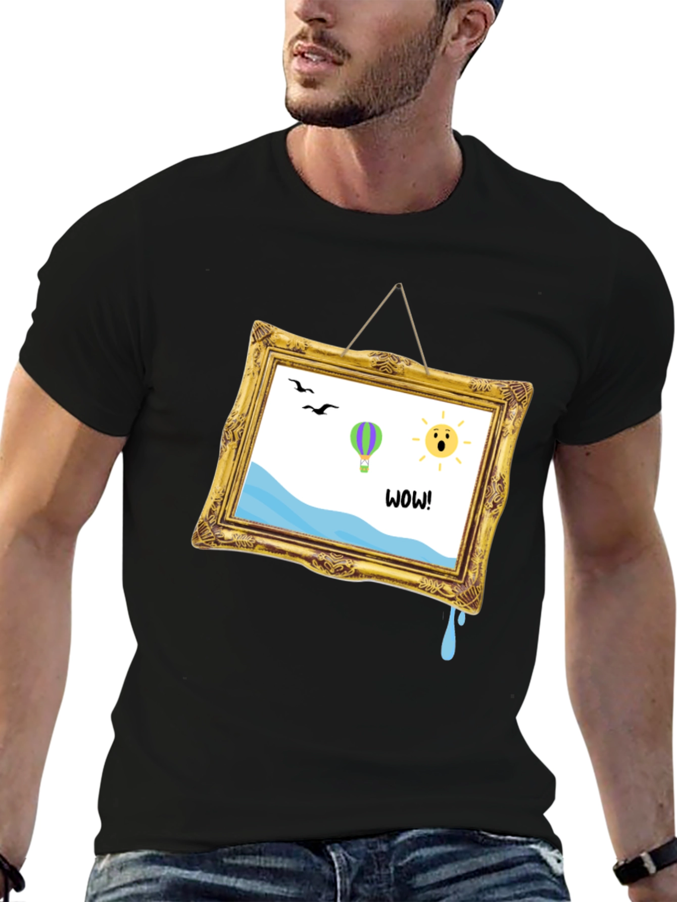 Whimsical Art Frame Graphic Tee - Quirky Unisex T-Shirt