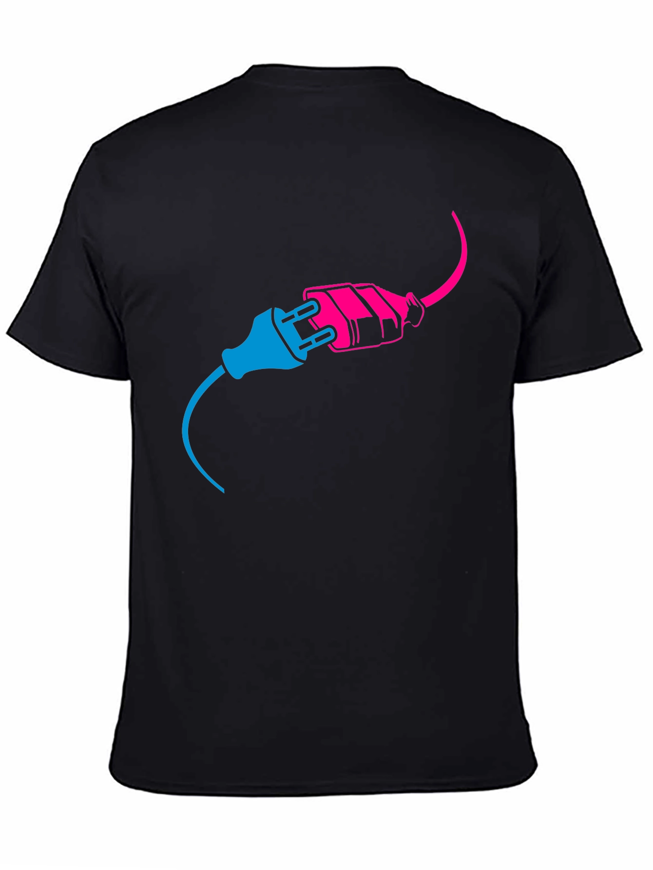Electric Plug Graphic Tee - Black Cotton T-Shirt