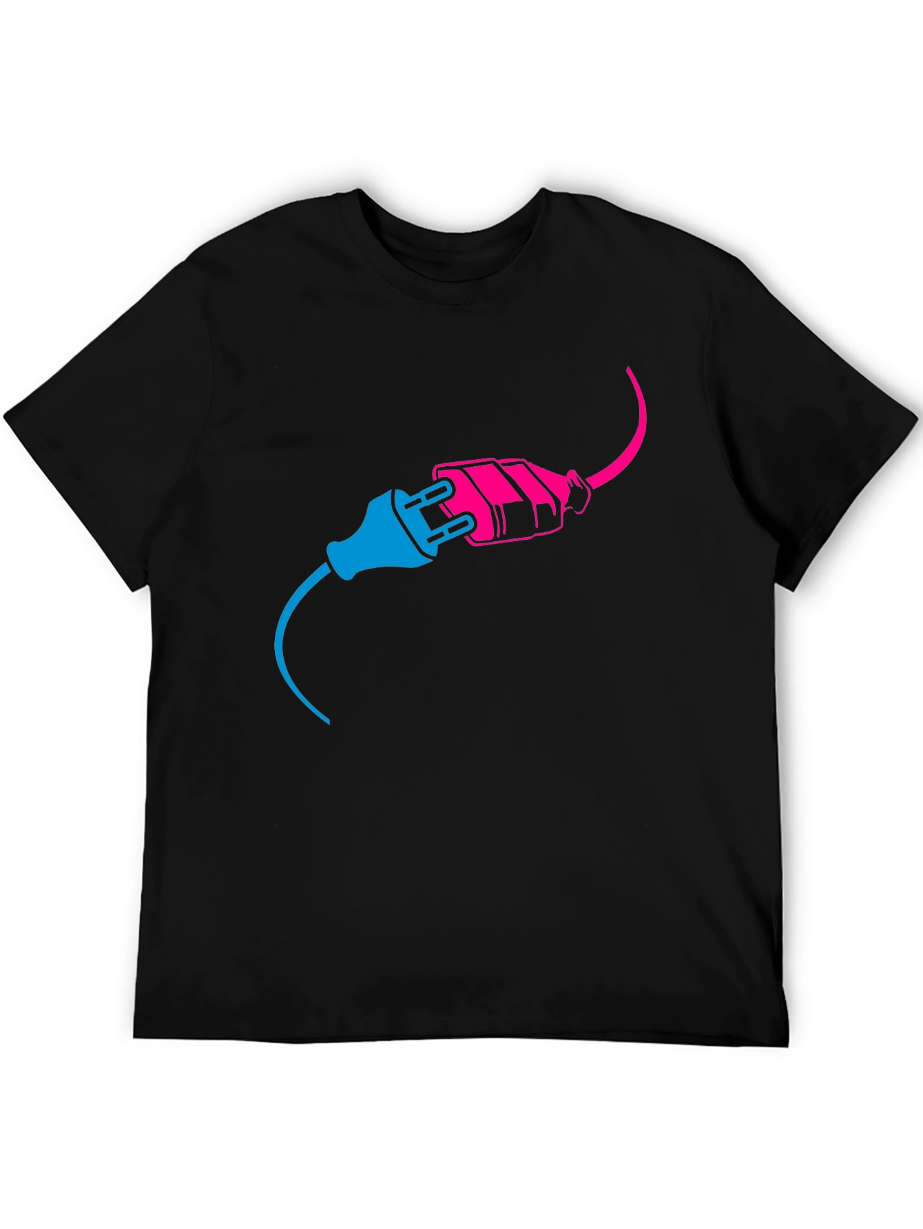 Electric Plug Graphic Tee - Black Cotton T-Shirt
