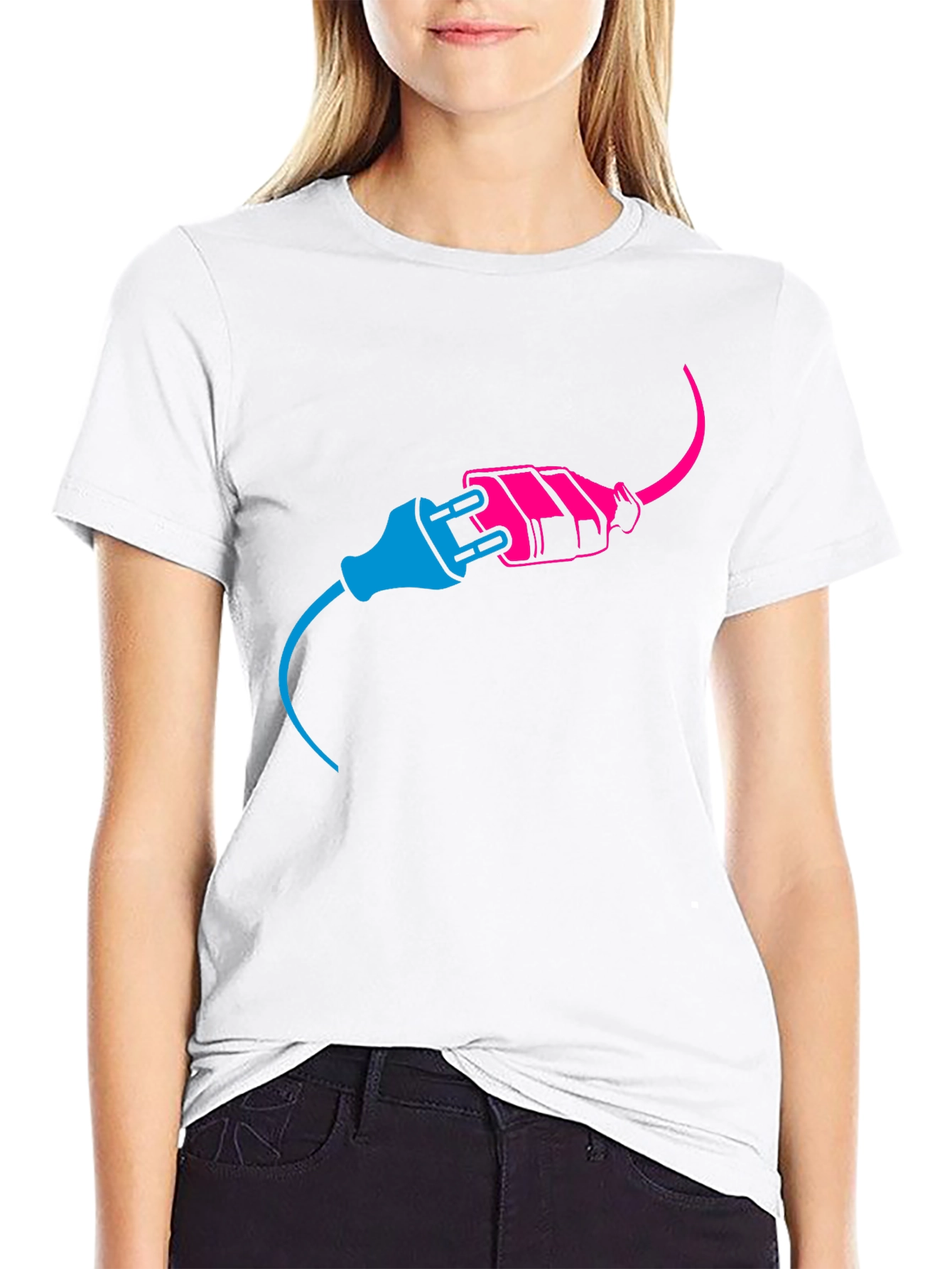 Electric Plug Graphic Tee - Black Cotton T-Shirt