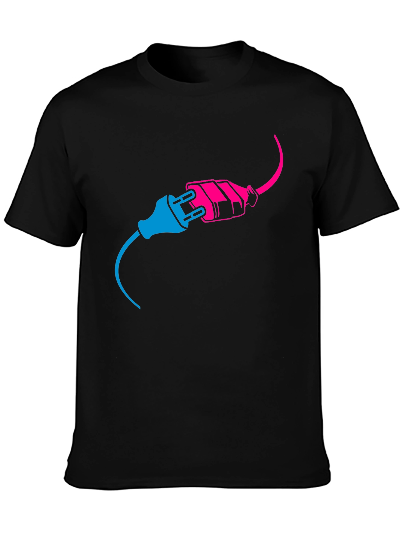 Electric Plug Graphic Tee - Black Cotton T-Shirt