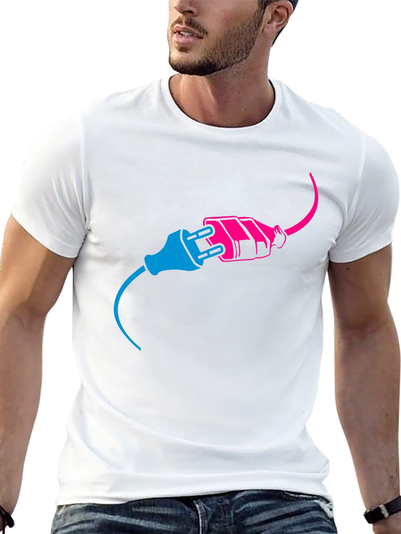 Electric Plug Graphic Tee - Black Cotton T-Shirt