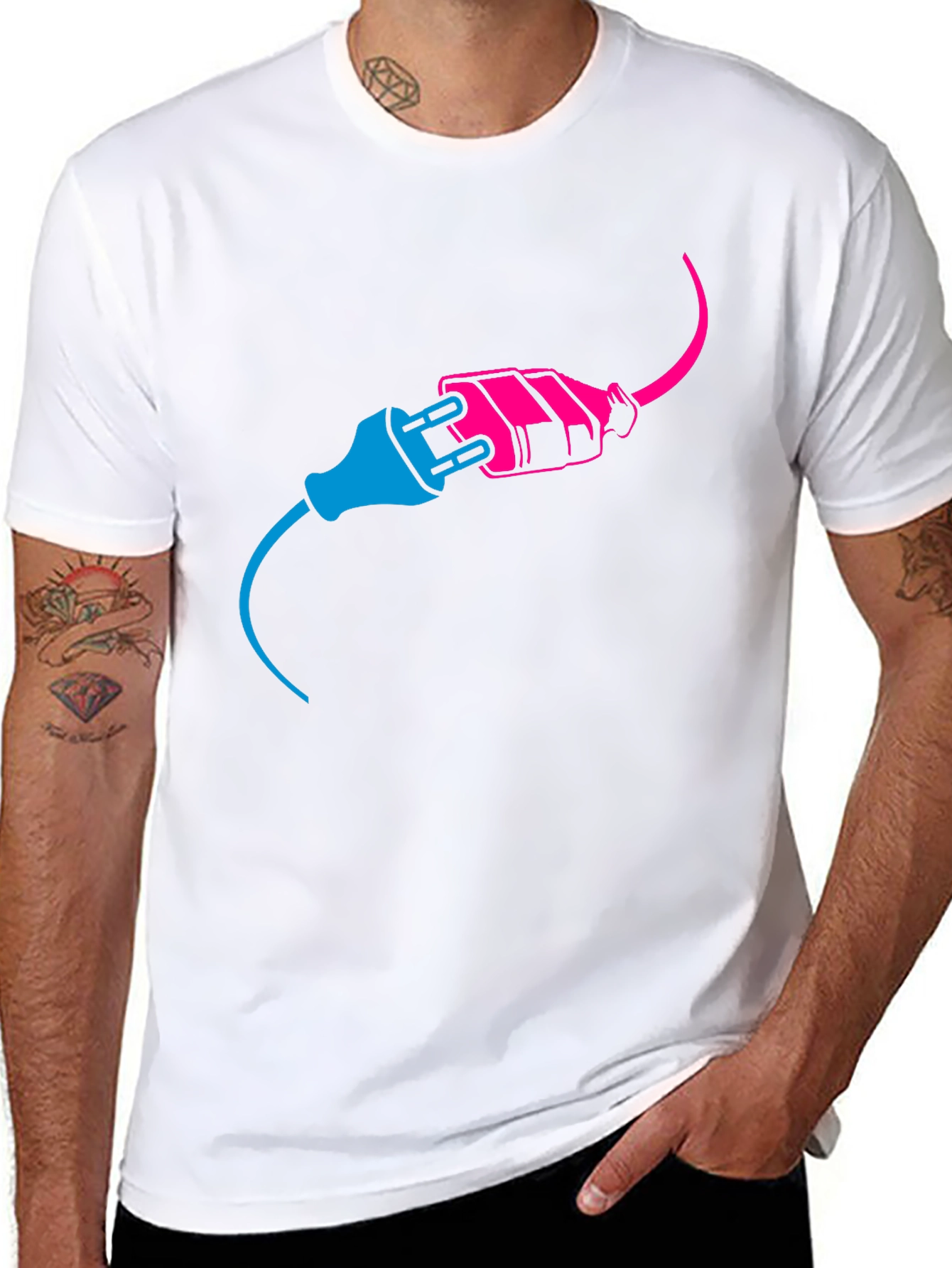 Electric Plug Graphic Tee - Black Cotton T-Shirt