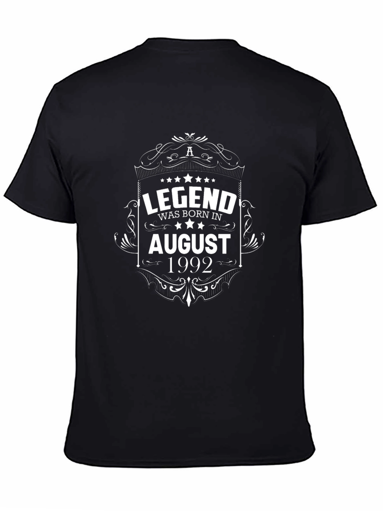 Legend Born in August 1992 Black T-Shirt
