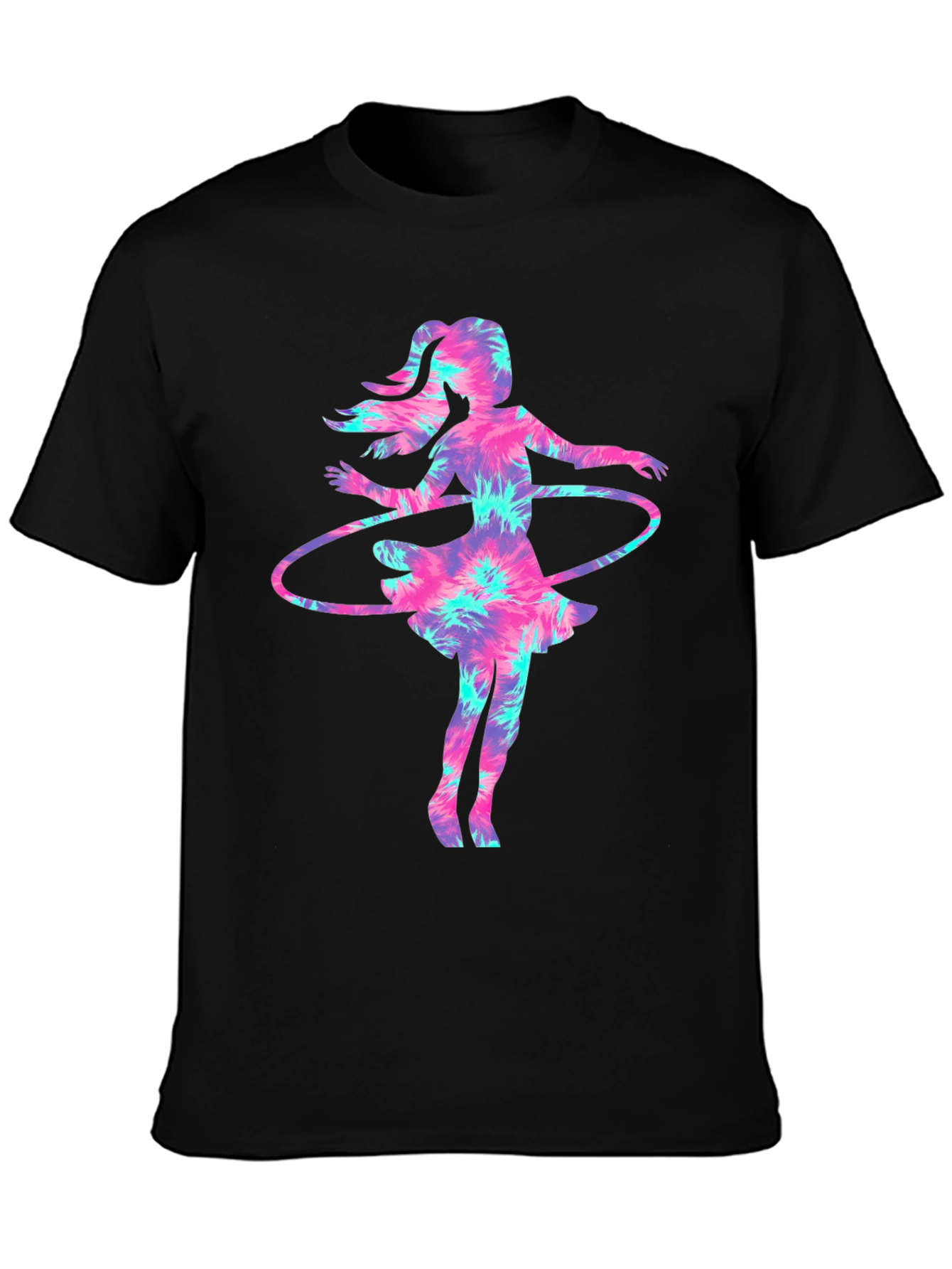Tie-Dye Hula Girl Graphic Tee - Casual & Unique