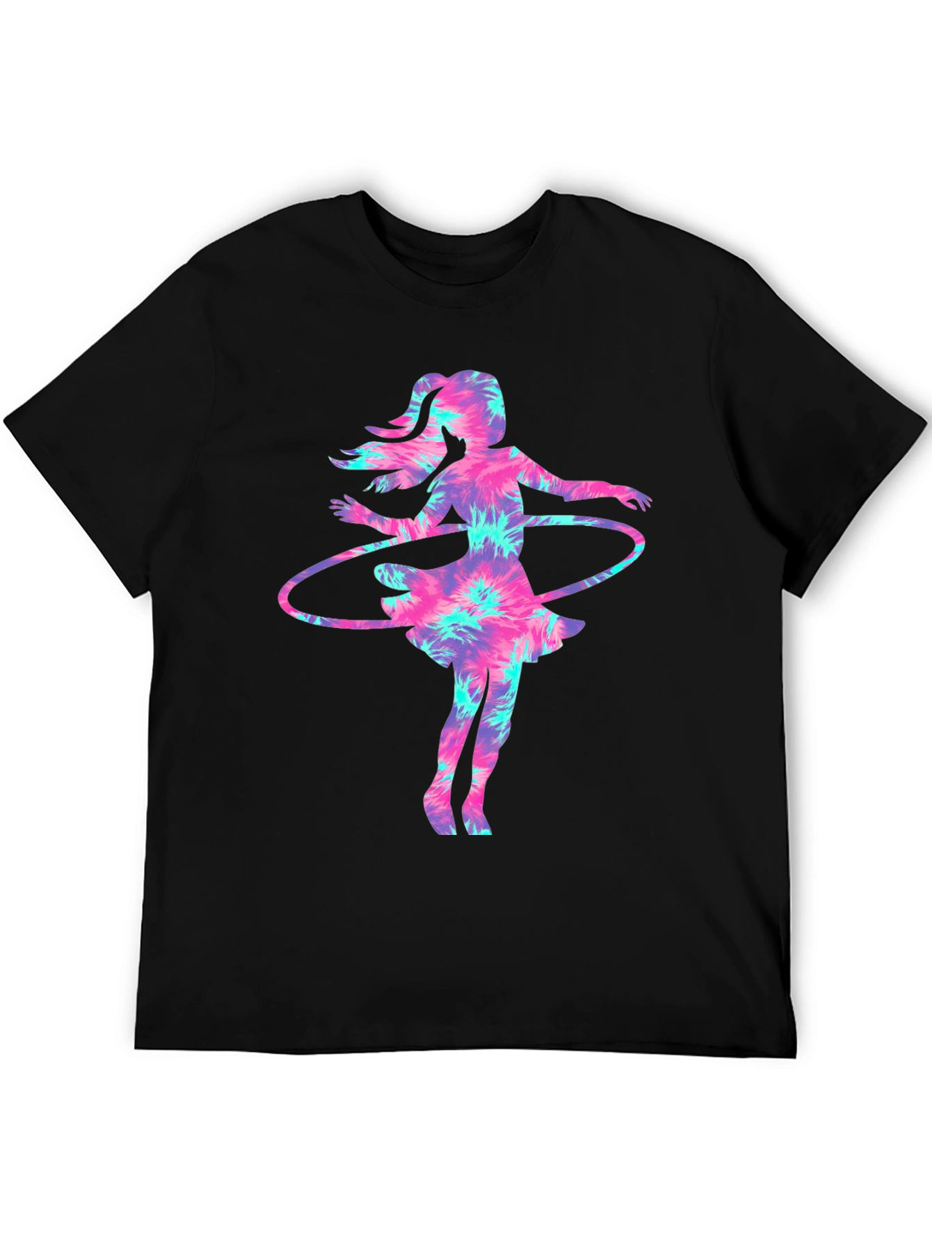 Tie-Dye Hula Girl Graphic Tee - Casual & Unique