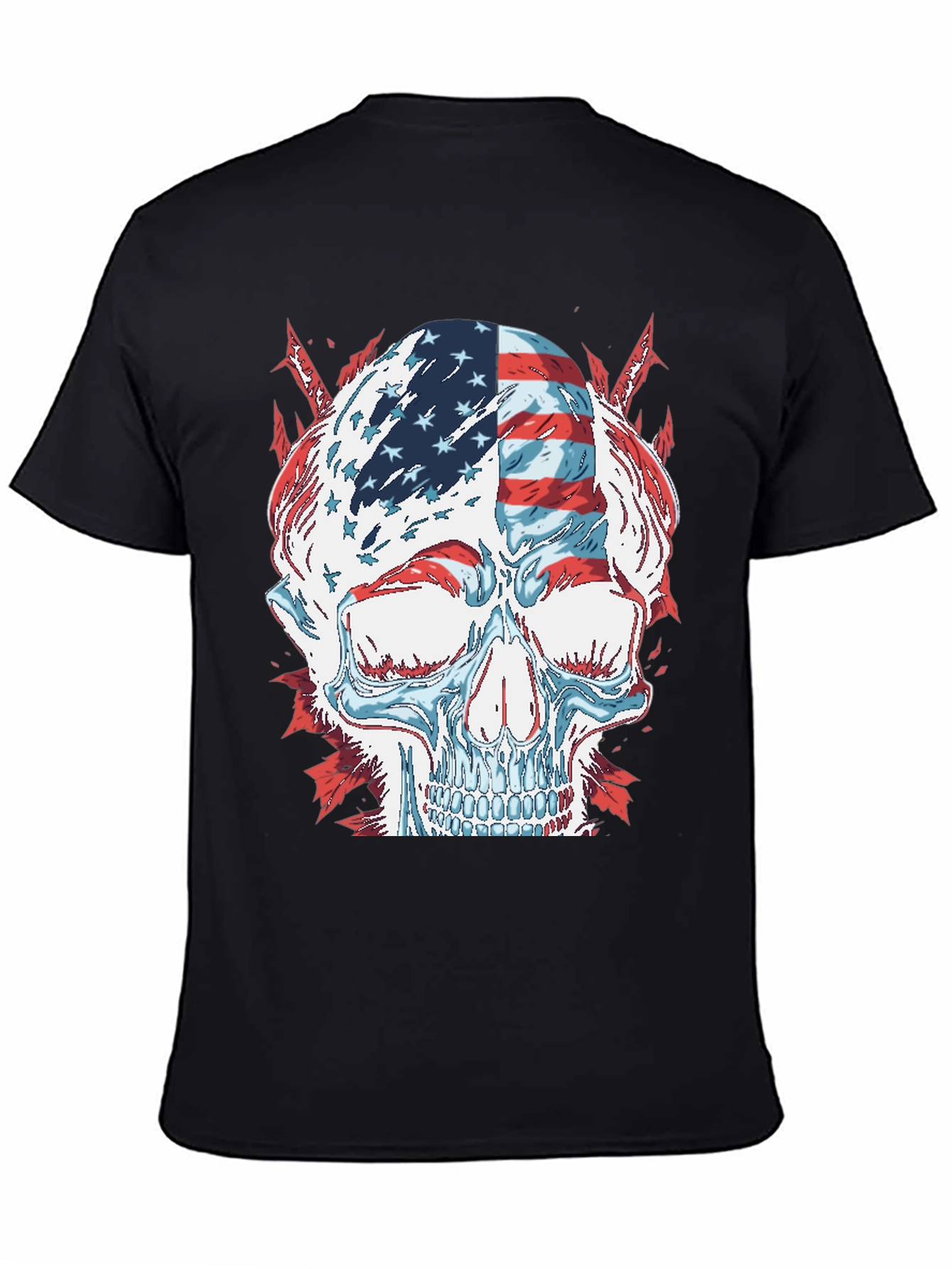American Flag Skull Graphic T-Shirt