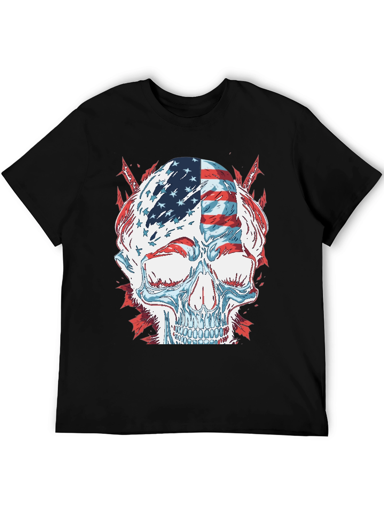 American Flag Skull Graphic T-Shirt