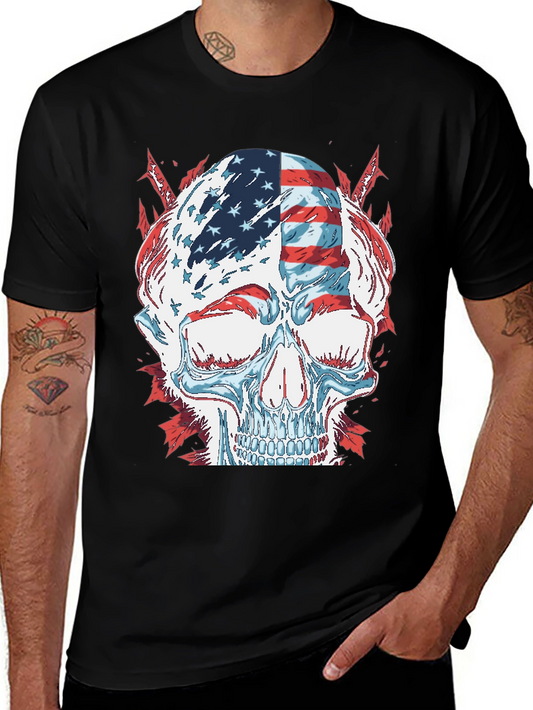 American Flag Skull Graphic T-Shirt