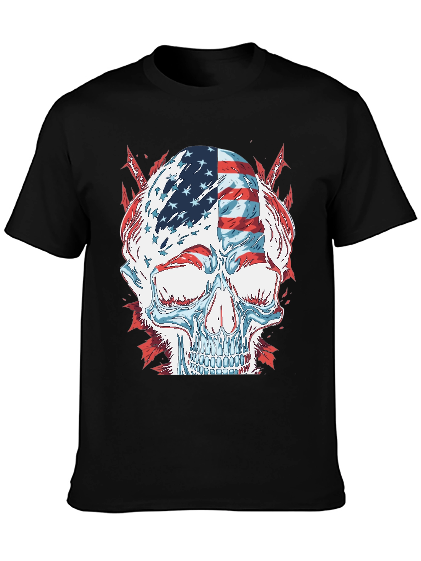 American Flag Skull Graphic T-Shirt