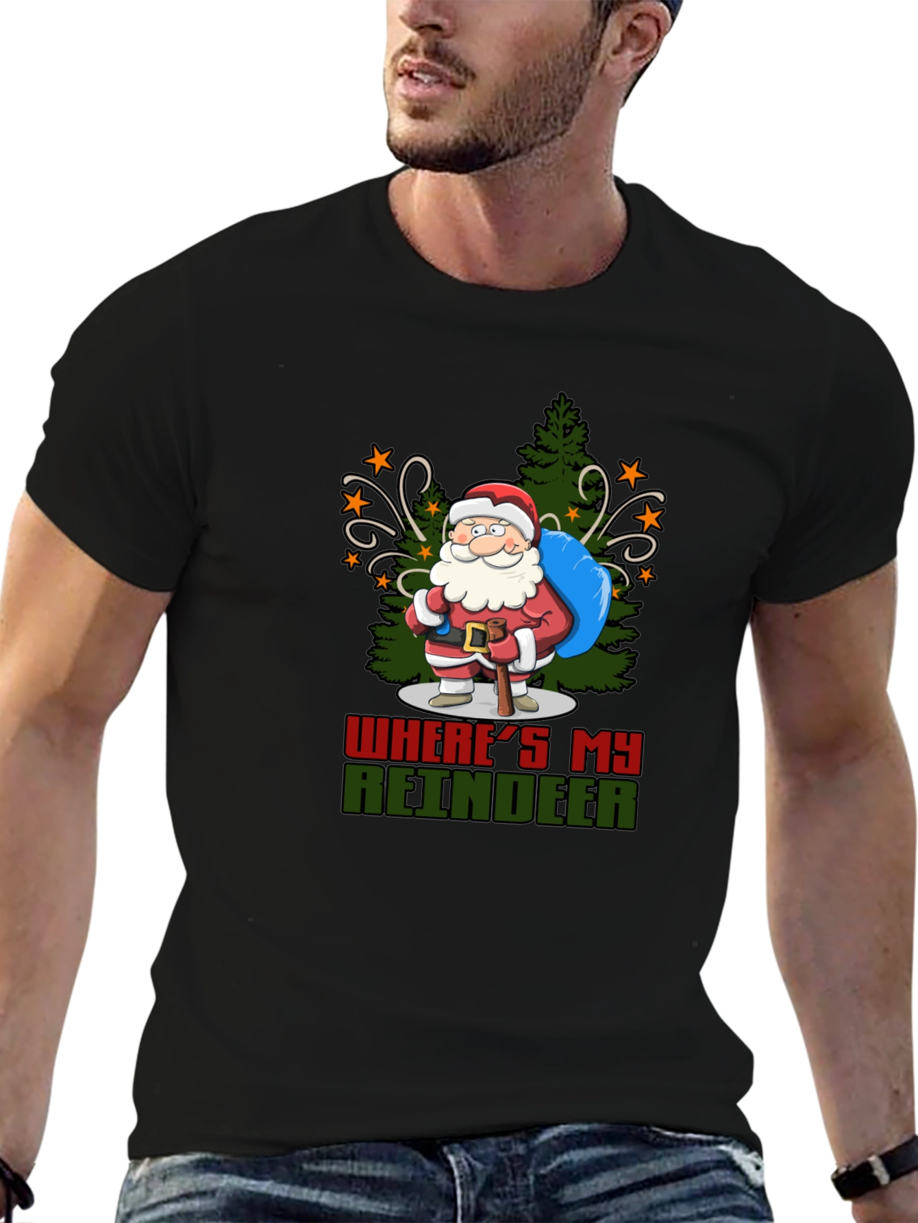 Funny Wheres My Reindeer Santa T-Shirt