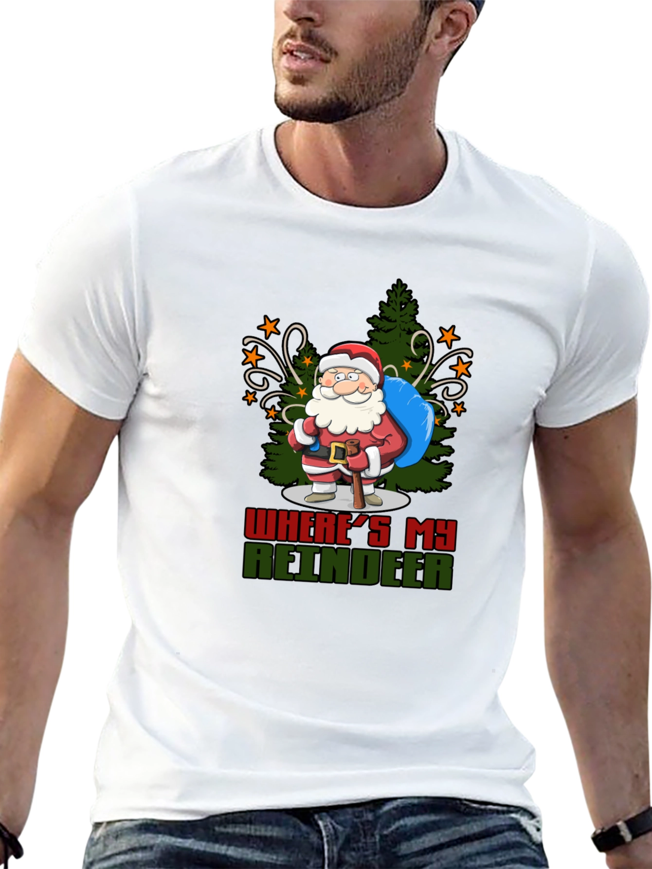 Funny Wheres My Reindeer Santa T-Shirt