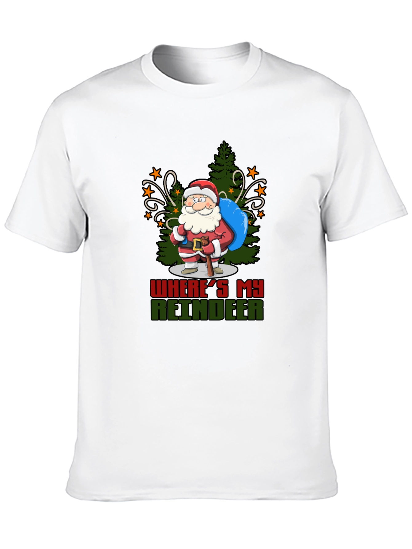 Funny Wheres My Reindeer Santa T-Shirt