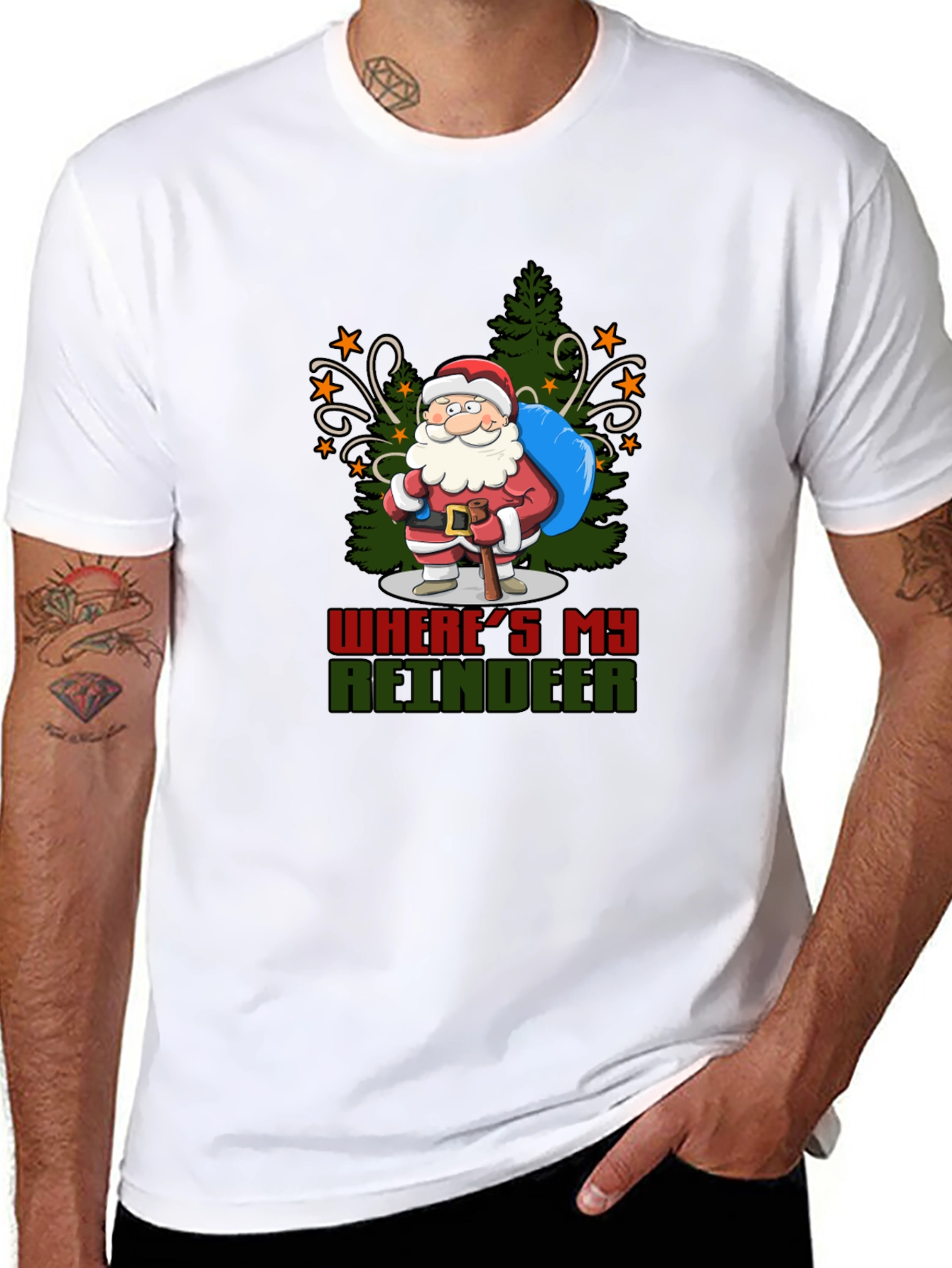 Funny Wheres My Reindeer Santa T-Shirt