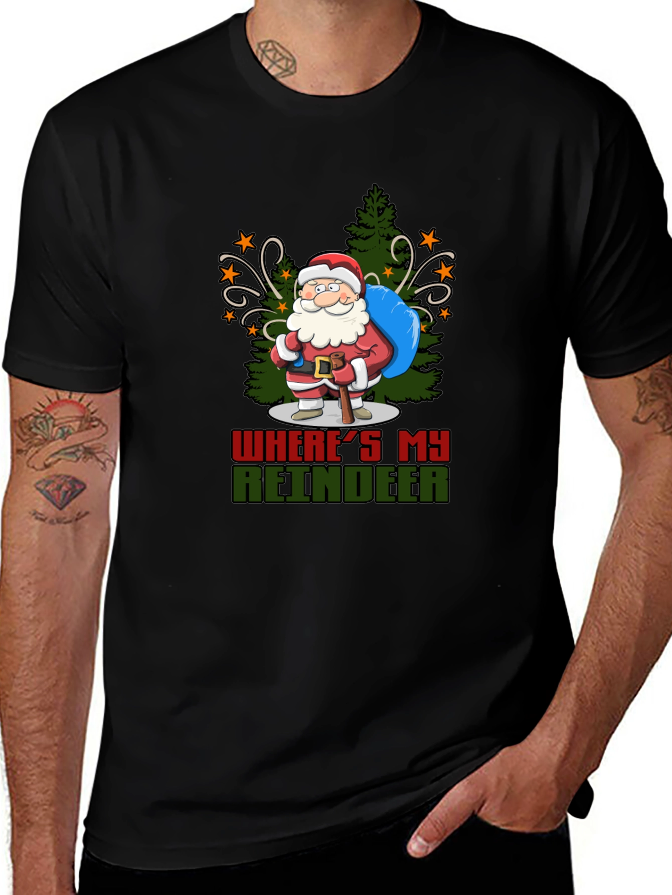 Funny Wheres My Reindeer Santa T-Shirt