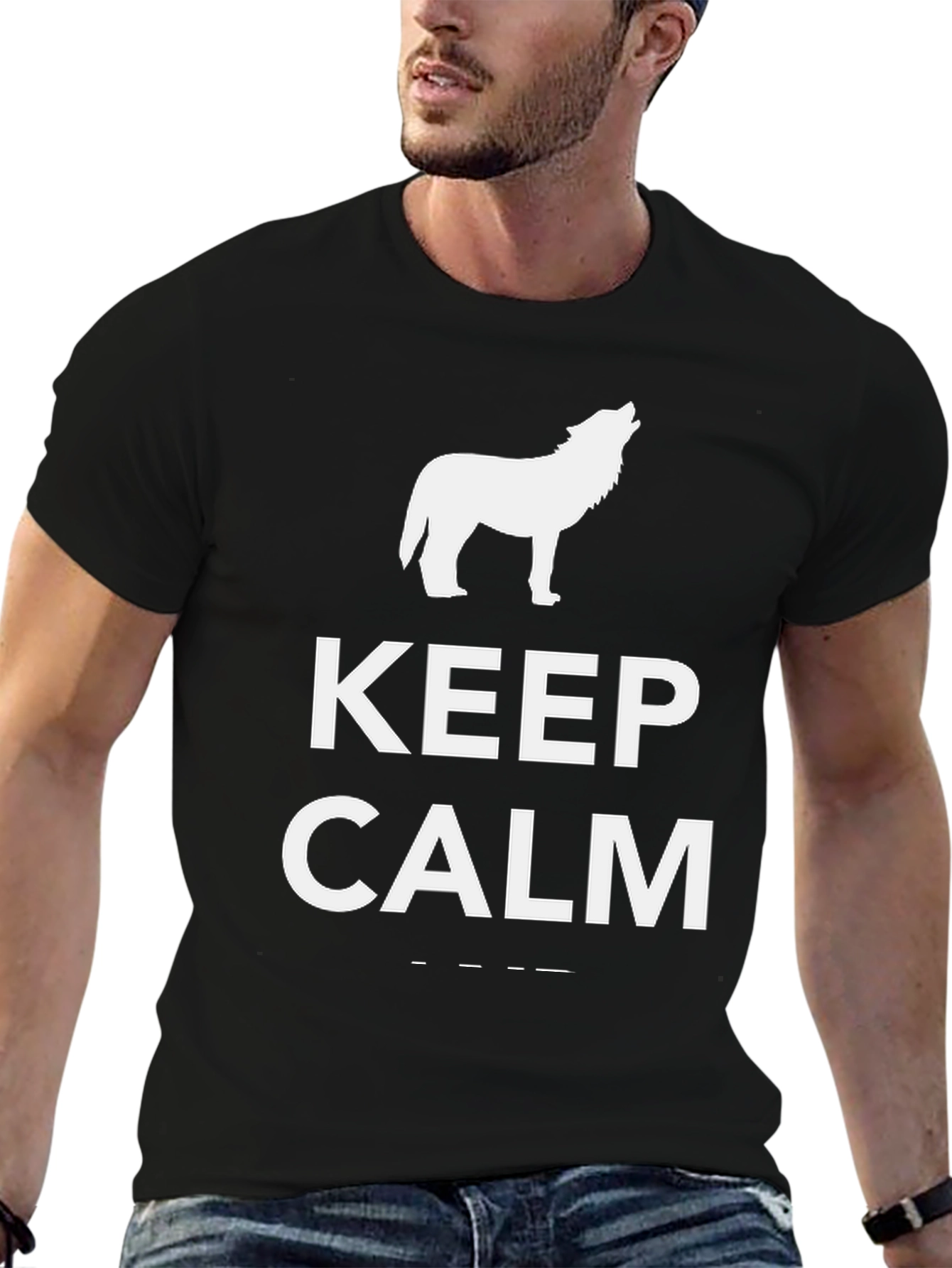 Keep Calm Wolf T-Shirt - Black Tee