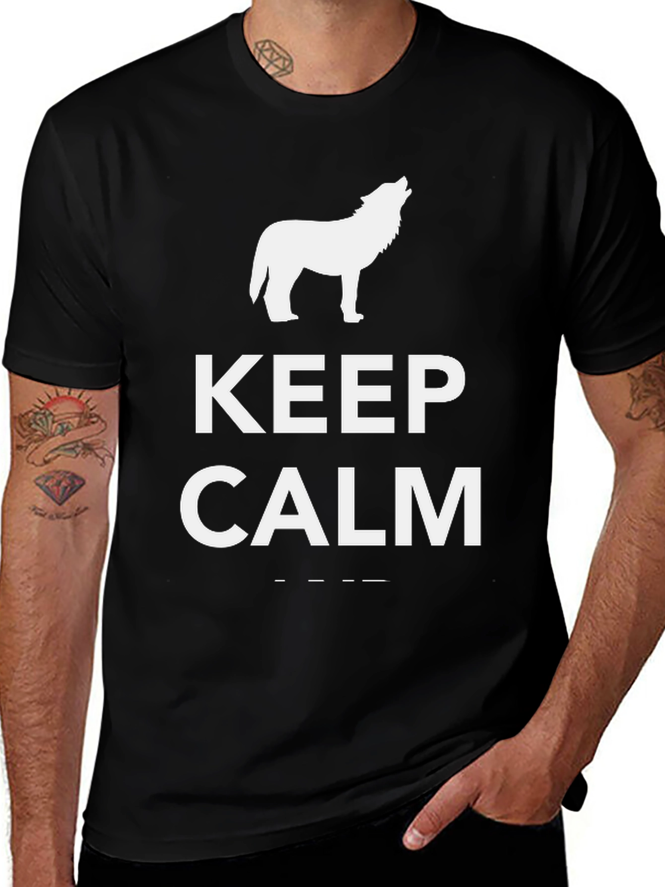 Keep Calm Wolf T-Shirt - Black Tee