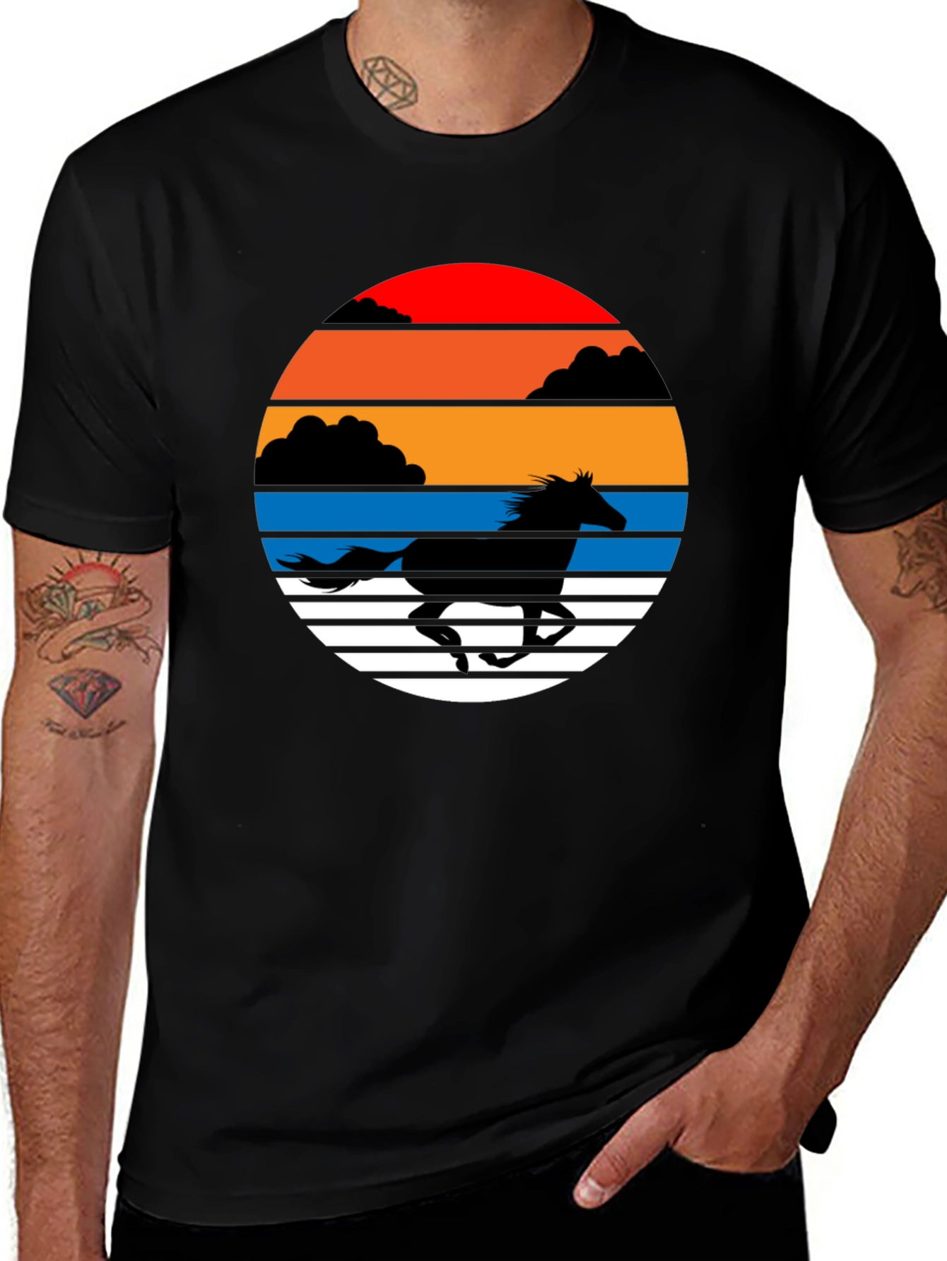 Sunset Horse Graphic Tee - Stylish Comfort