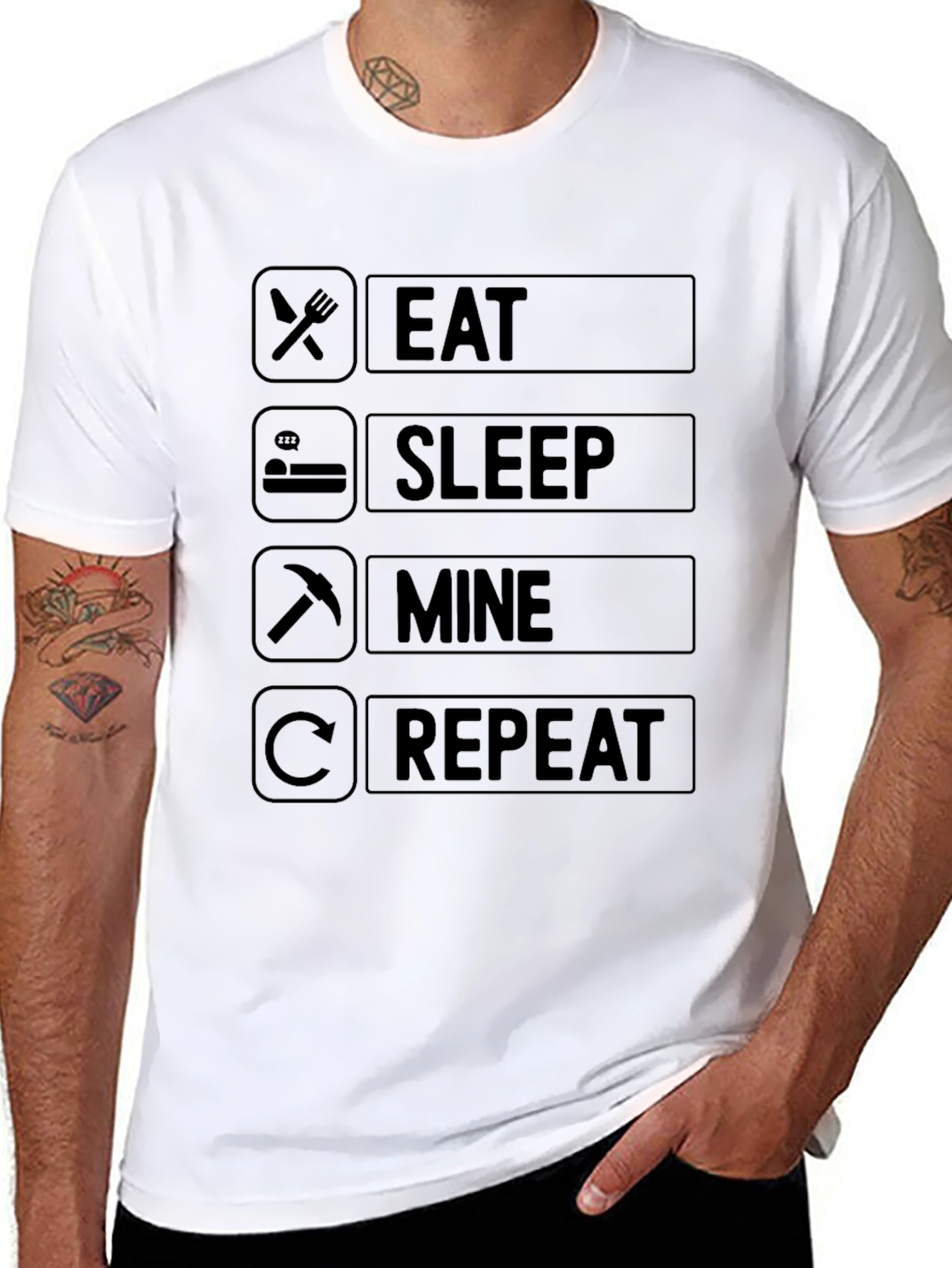 Eat Sleep Mine Repeat T-Shirt - Gamer Edition