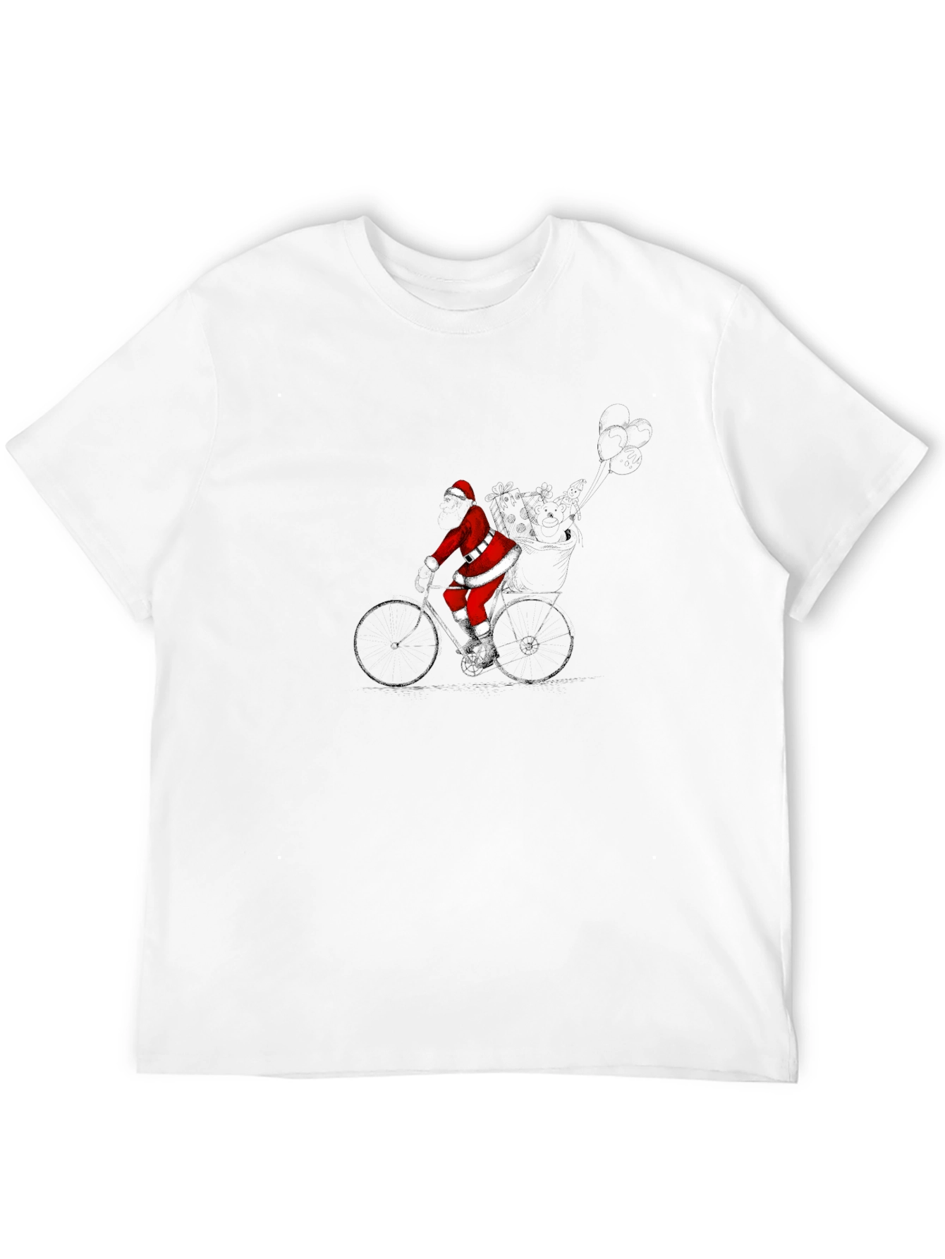 Santa Claus Cycling Black T-Shirt