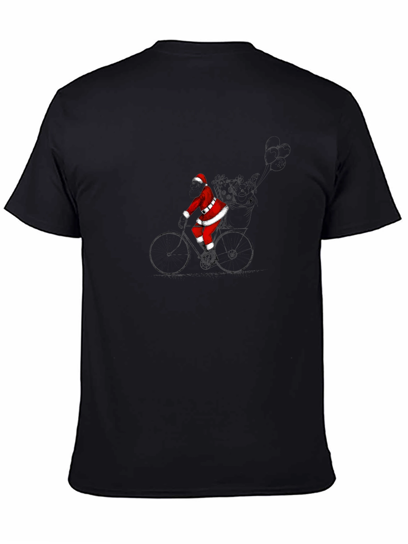 Santa Claus Cycling Black T-Shirt