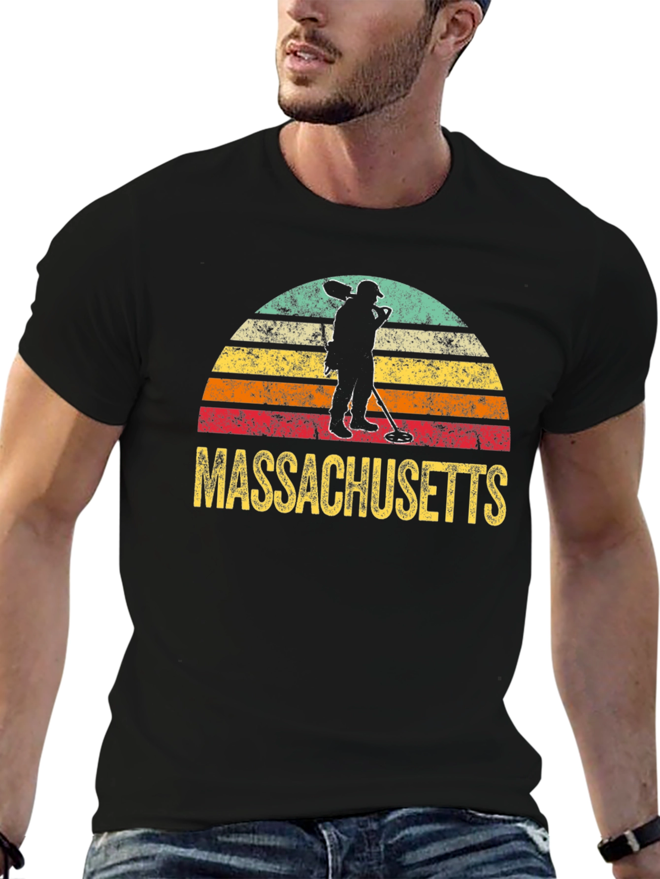 Massachusetts Metal Detecting Retro T-Shirt