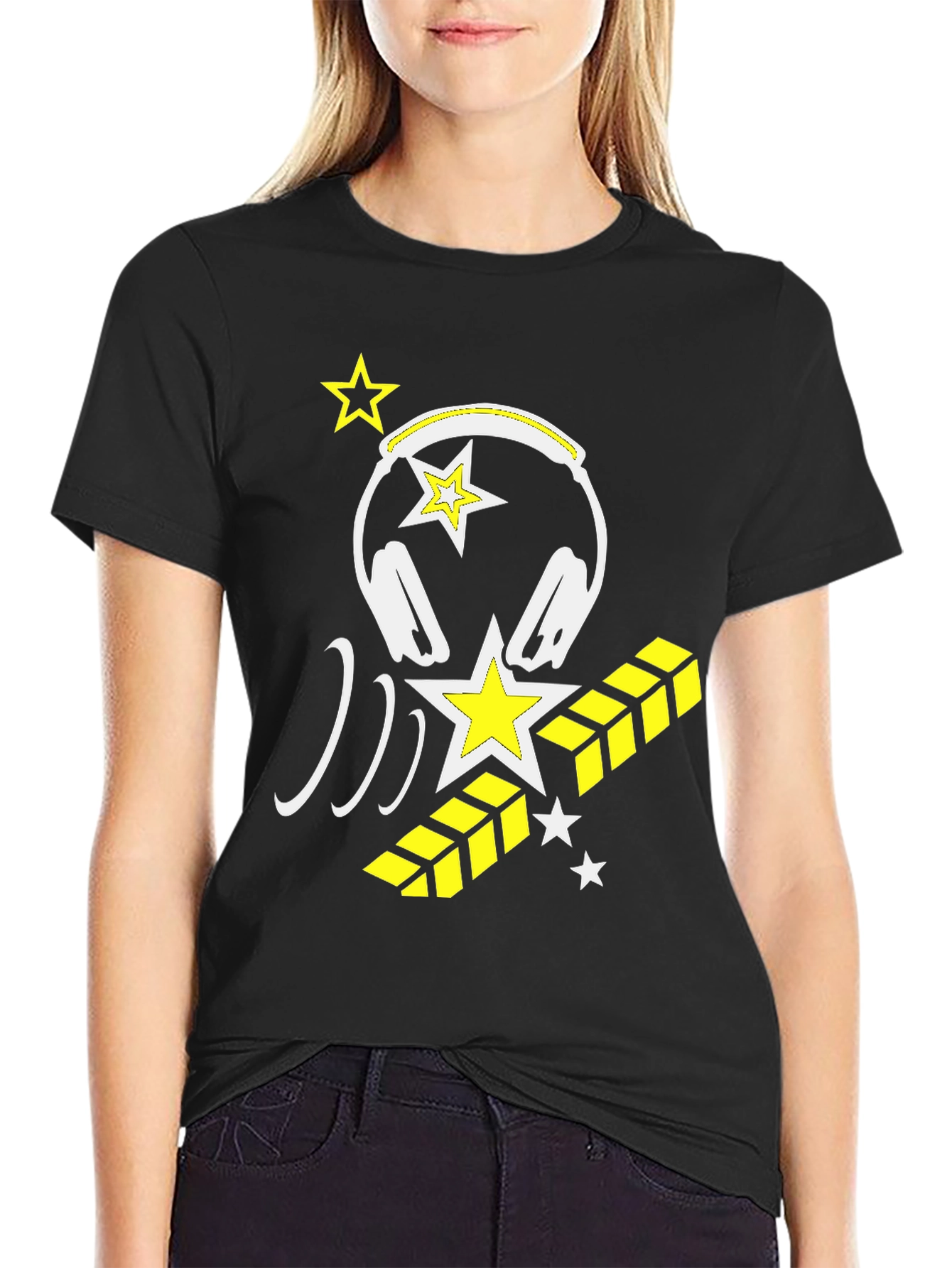 Cool Graphic Tee: Headphones & Star Design