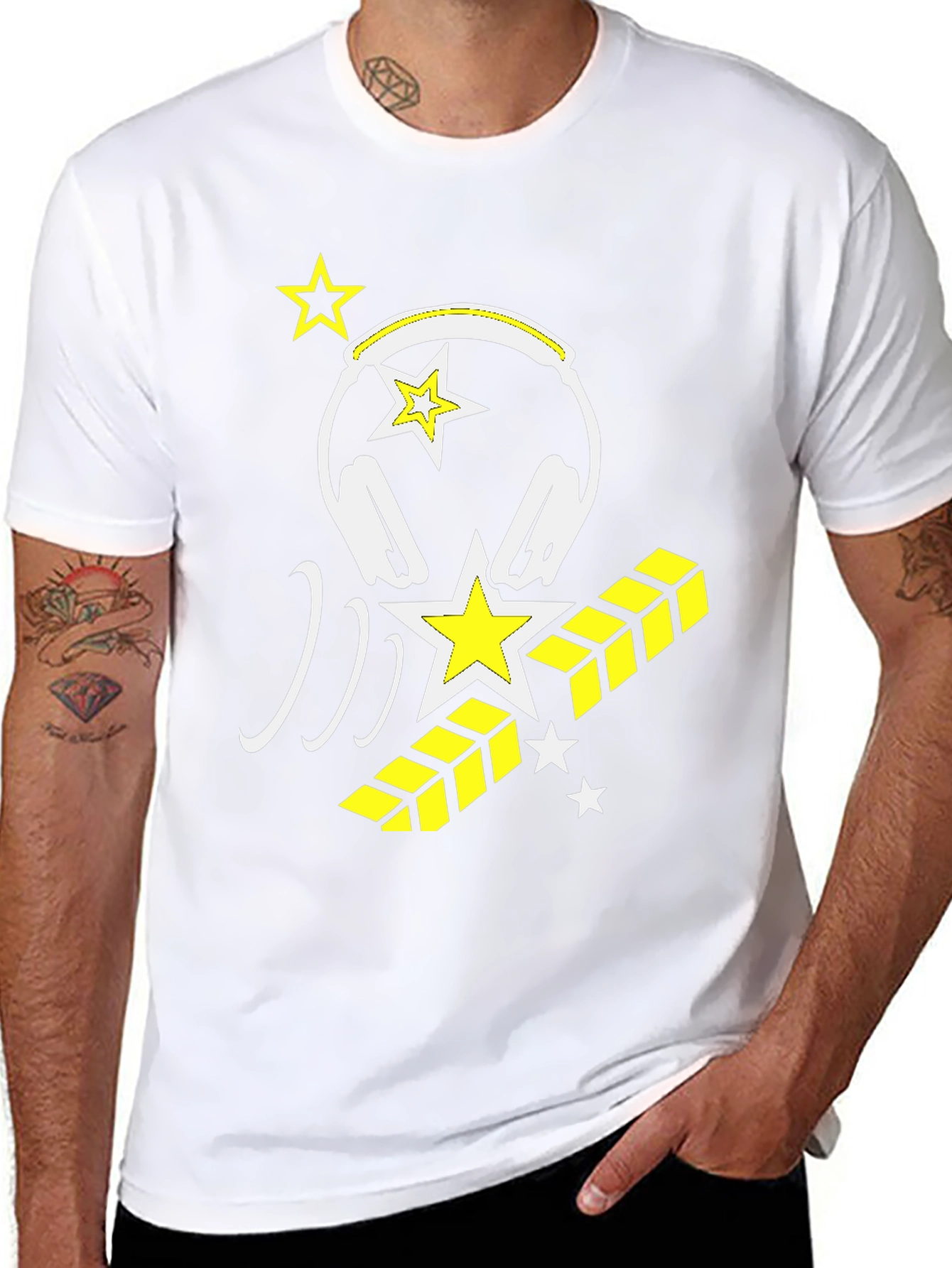 Cool Graphic Tee: Headphones & Star Design