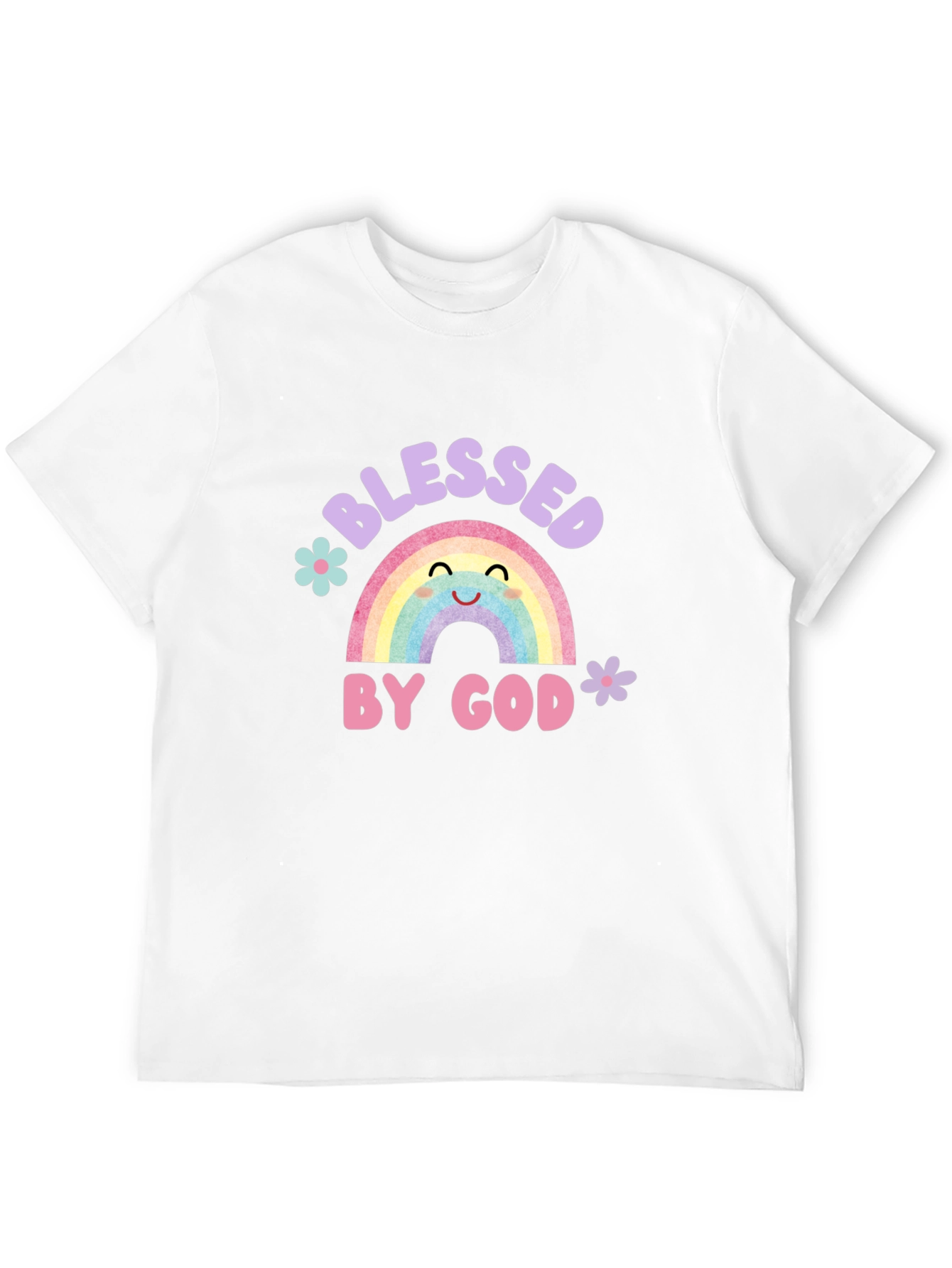 Blessed by God Rainbow Graphic Tee - Black