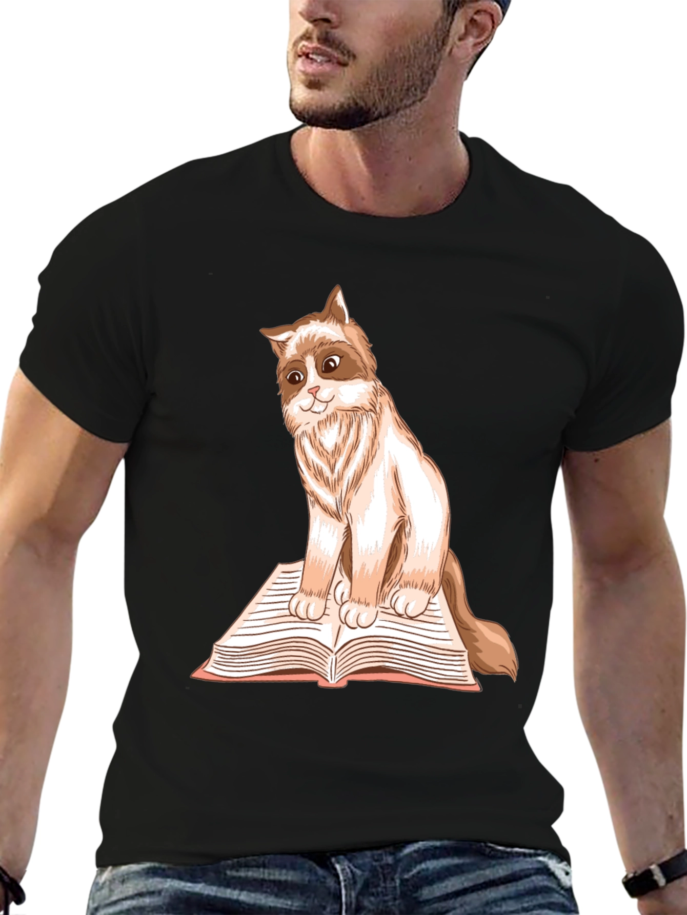 Cat on Book T-Shirt