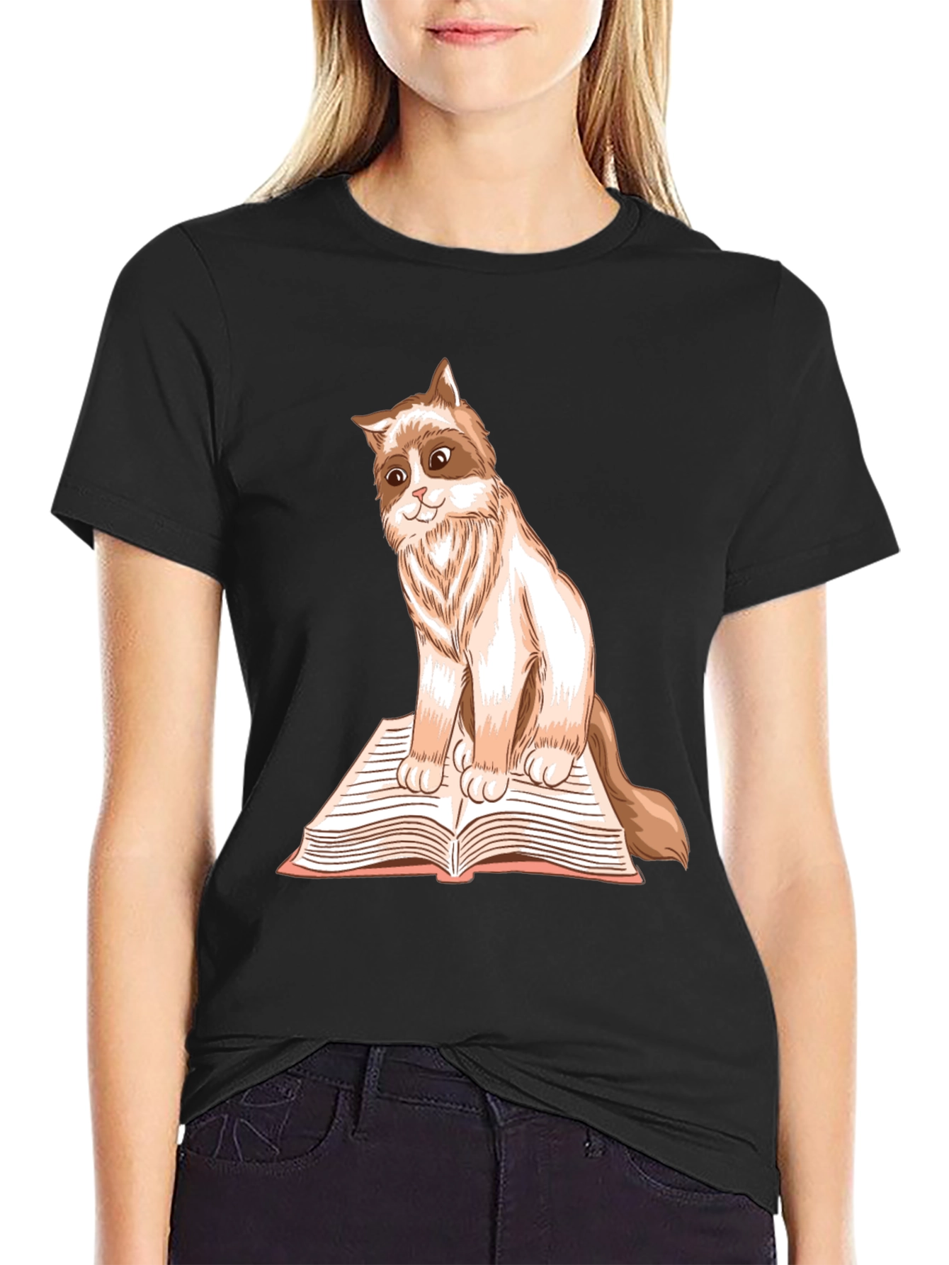 Cat on Book T-Shirt