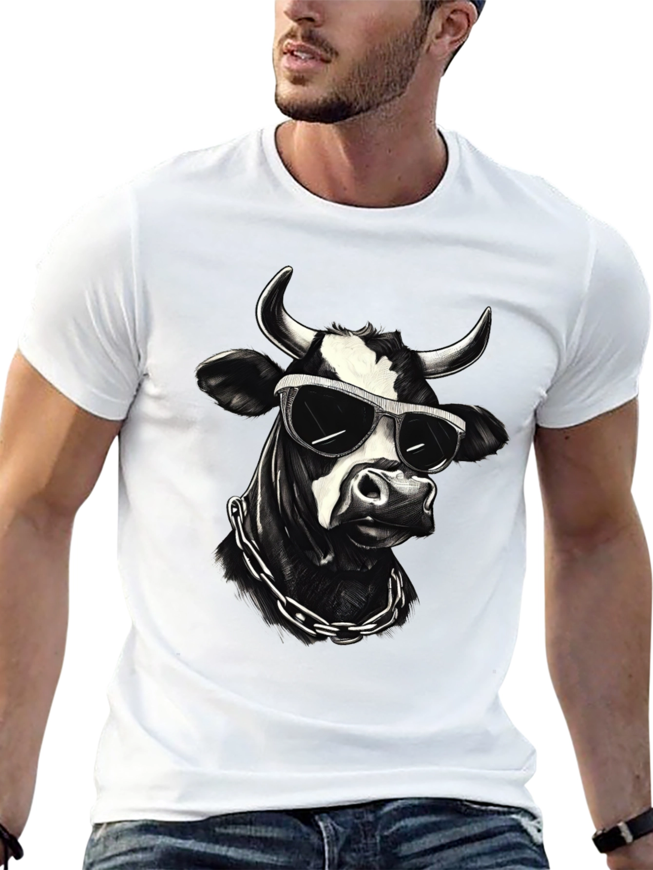 Cool Cow Graphic Tee - Black Cotton T-Shirt
