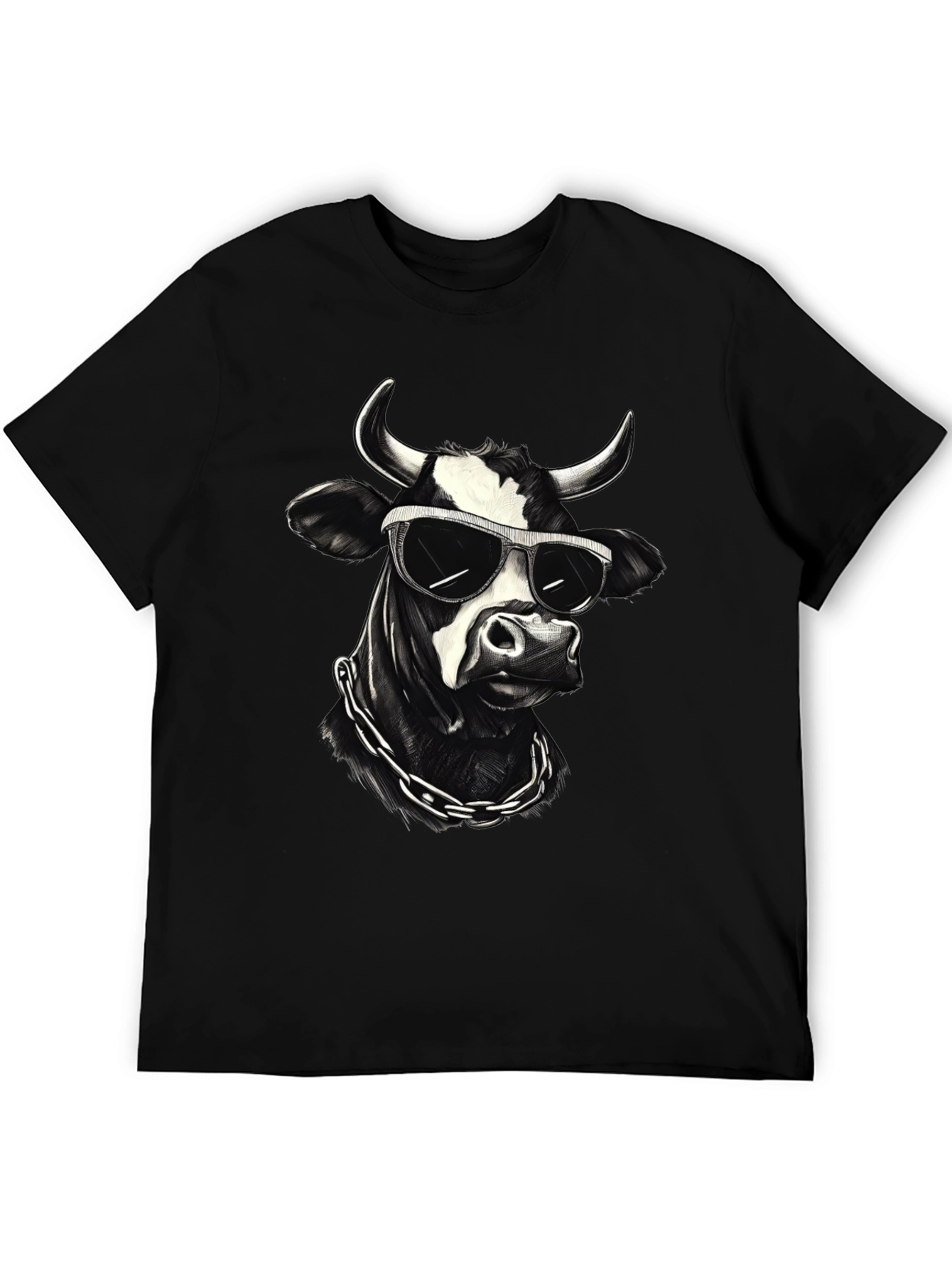 Cool Cow Graphic Tee - Black Cotton T-Shirt