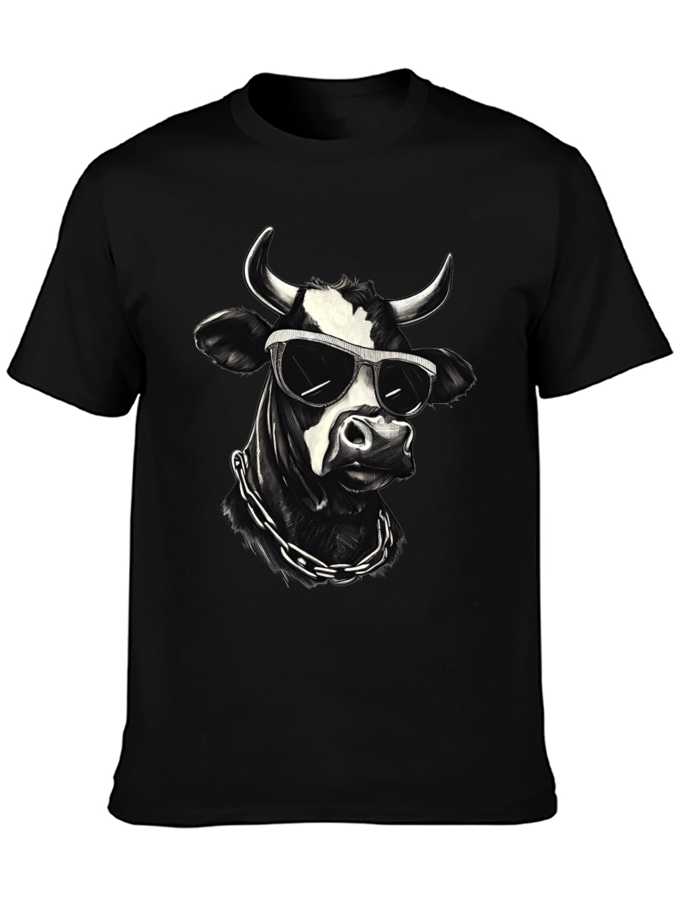 Cool Cow Graphic Tee - Black Cotton T-Shirt