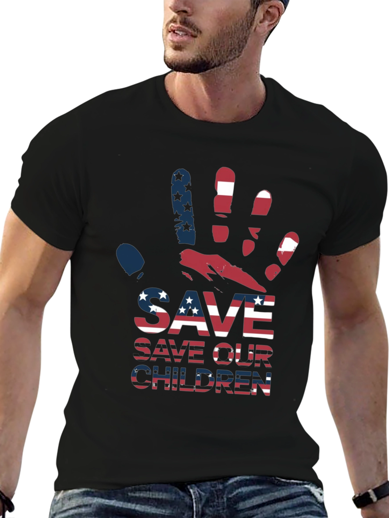 Save Our Children Graphic Tee - Patriotic Design