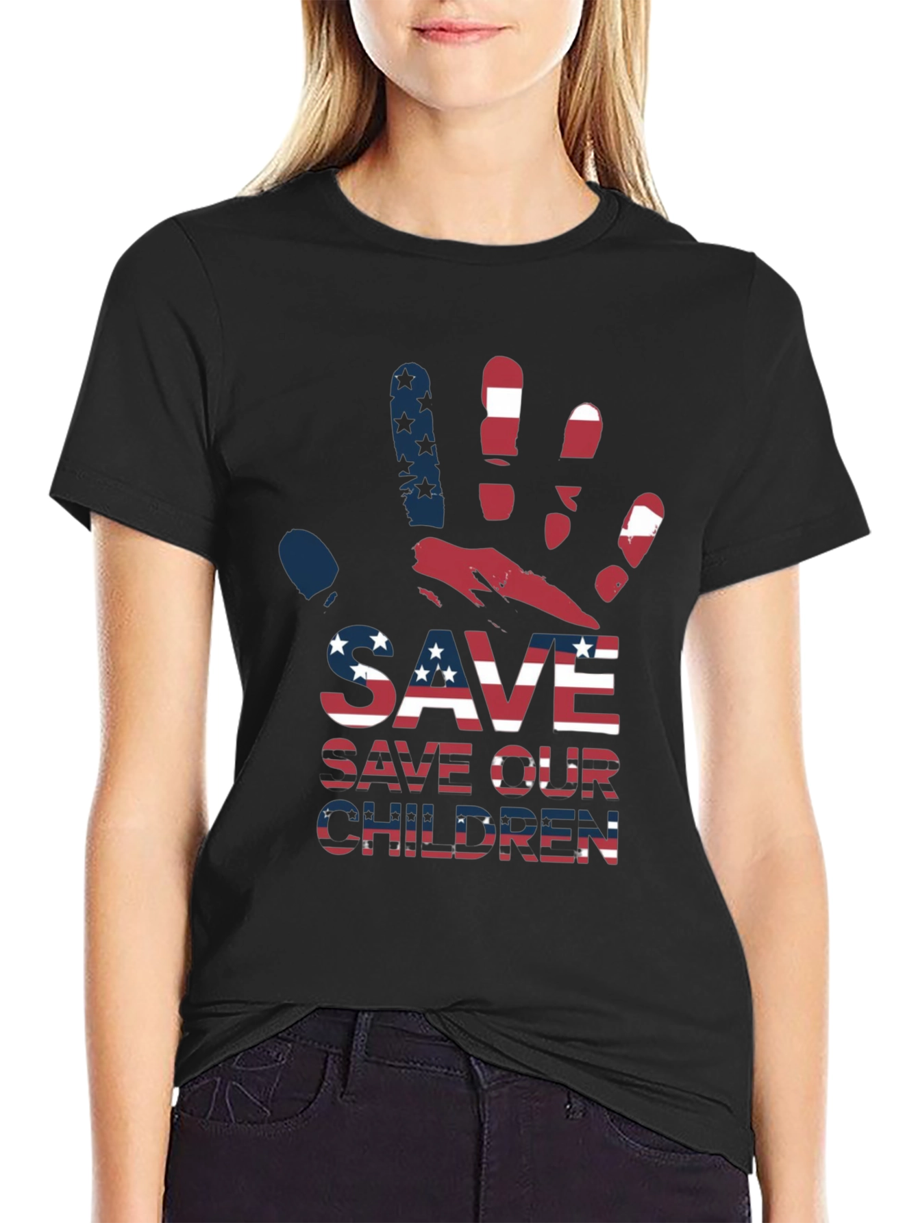 Save Our Children Graphic Tee - Patriotic Design