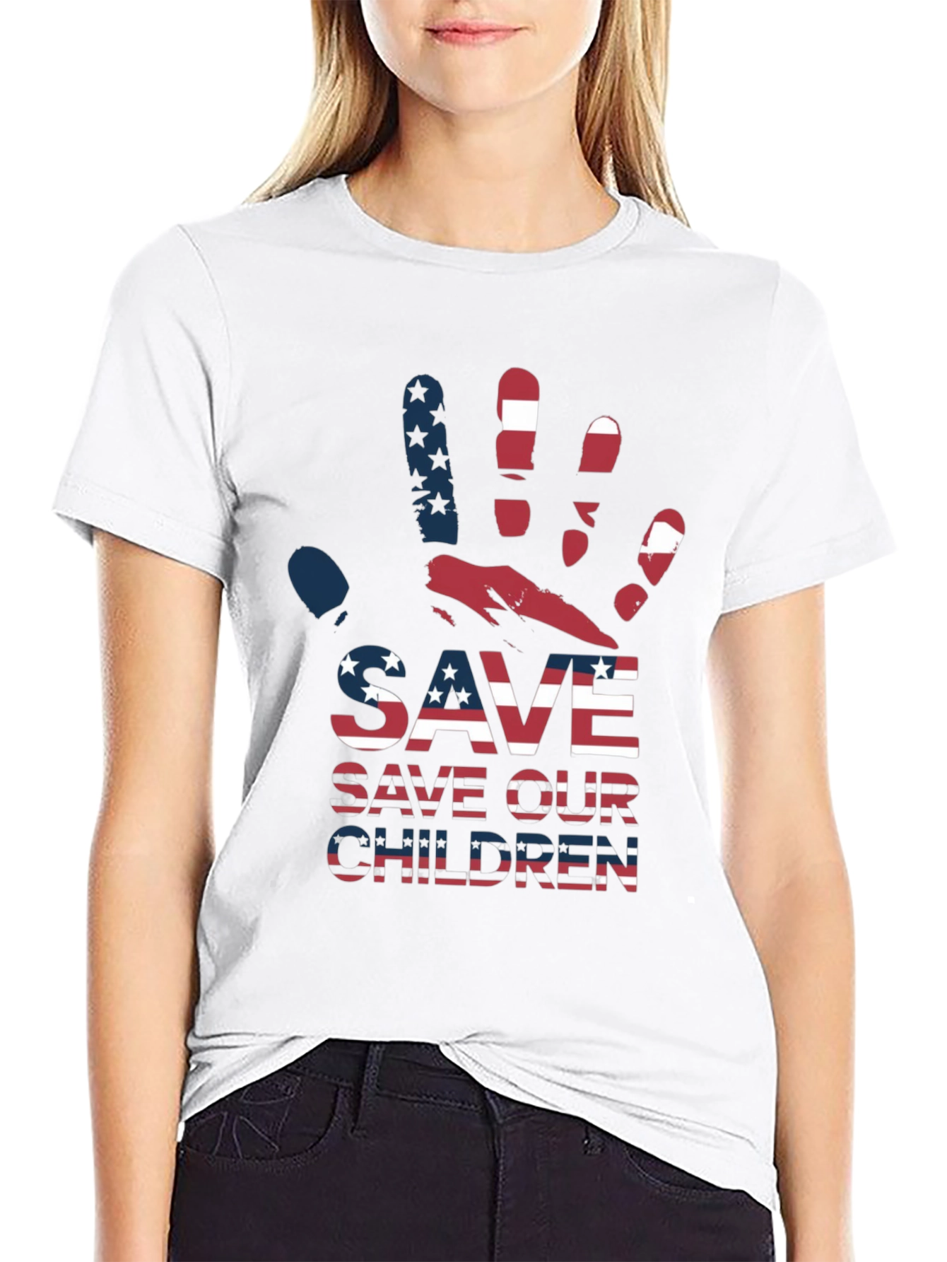 Save Our Children Graphic Tee - Patriotic Design