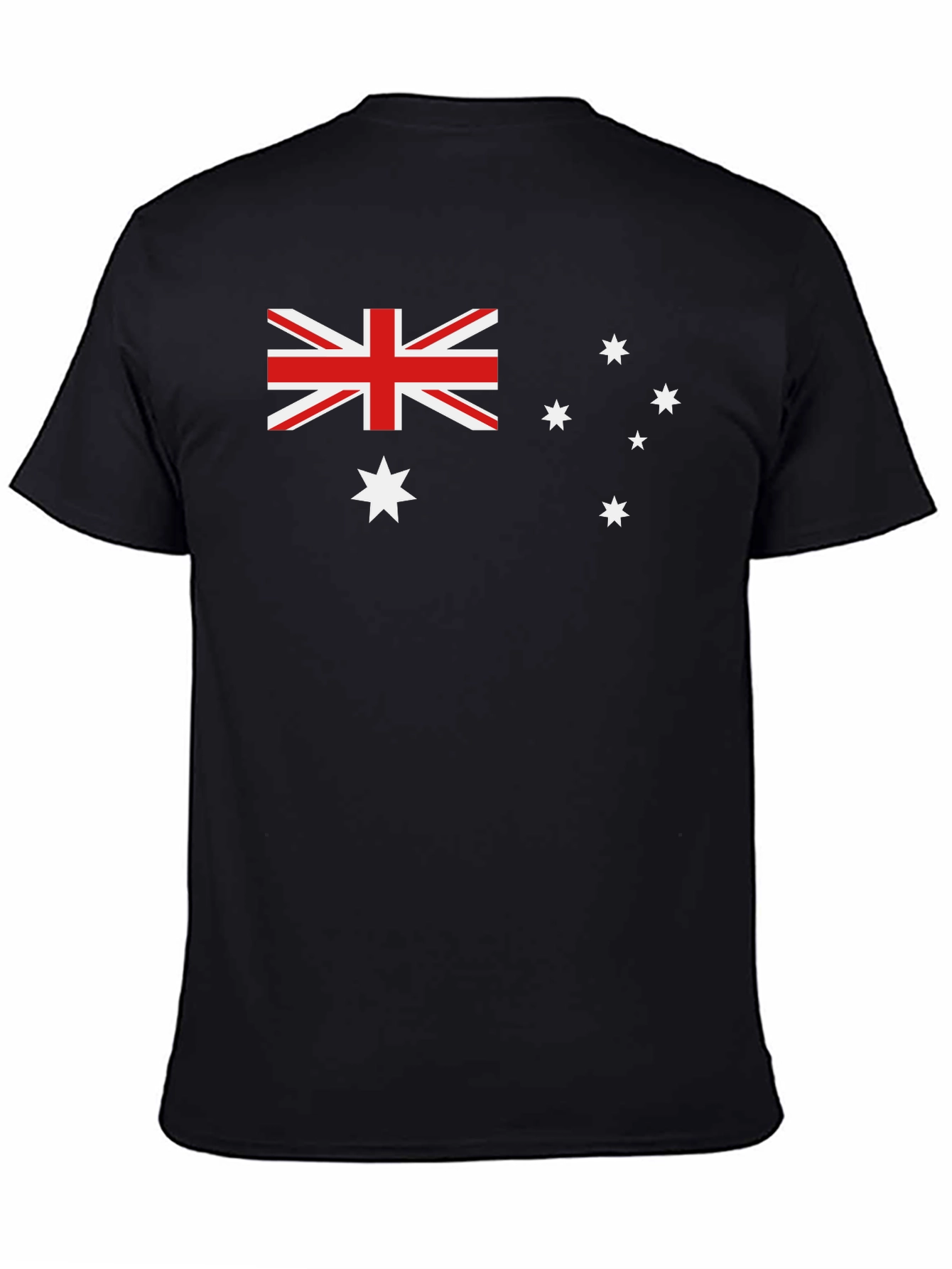 Australian Flag Graphic Tee - Black Cotton T-Shirt