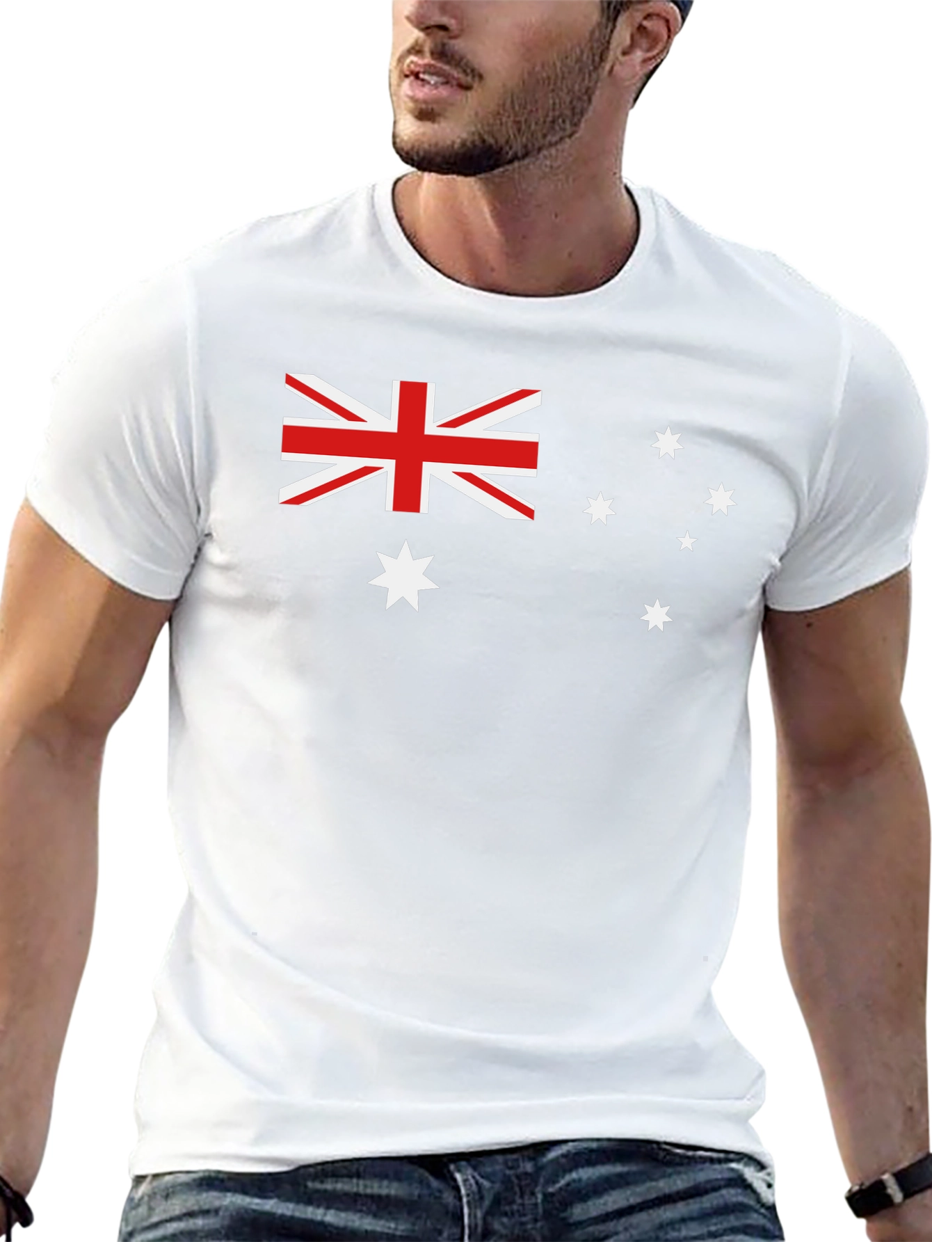 Australian Flag Graphic Tee - Black Cotton T-Shirt