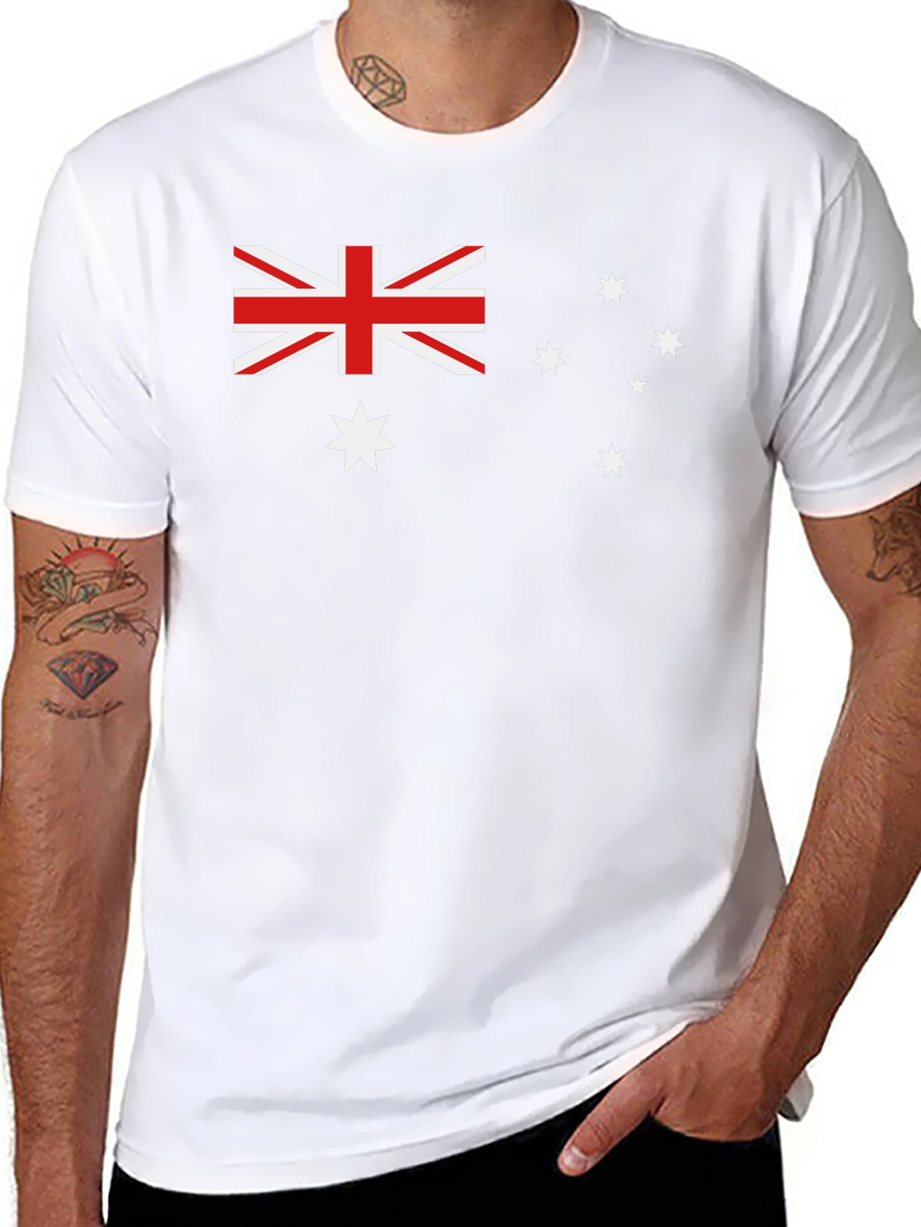 Australian Flag Graphic Tee - Black Cotton T-Shirt